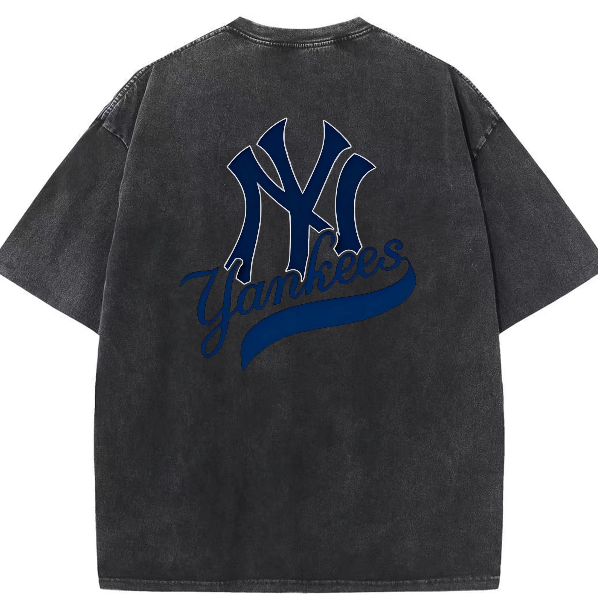 New York Yankees Logo Washed Vintage 230g Cotton Oversized T-Shirt With Back Heat Transfer Print – Soft, Lightweight & Stylish – Comfortable Casual Wear For Sports & Everyday Use