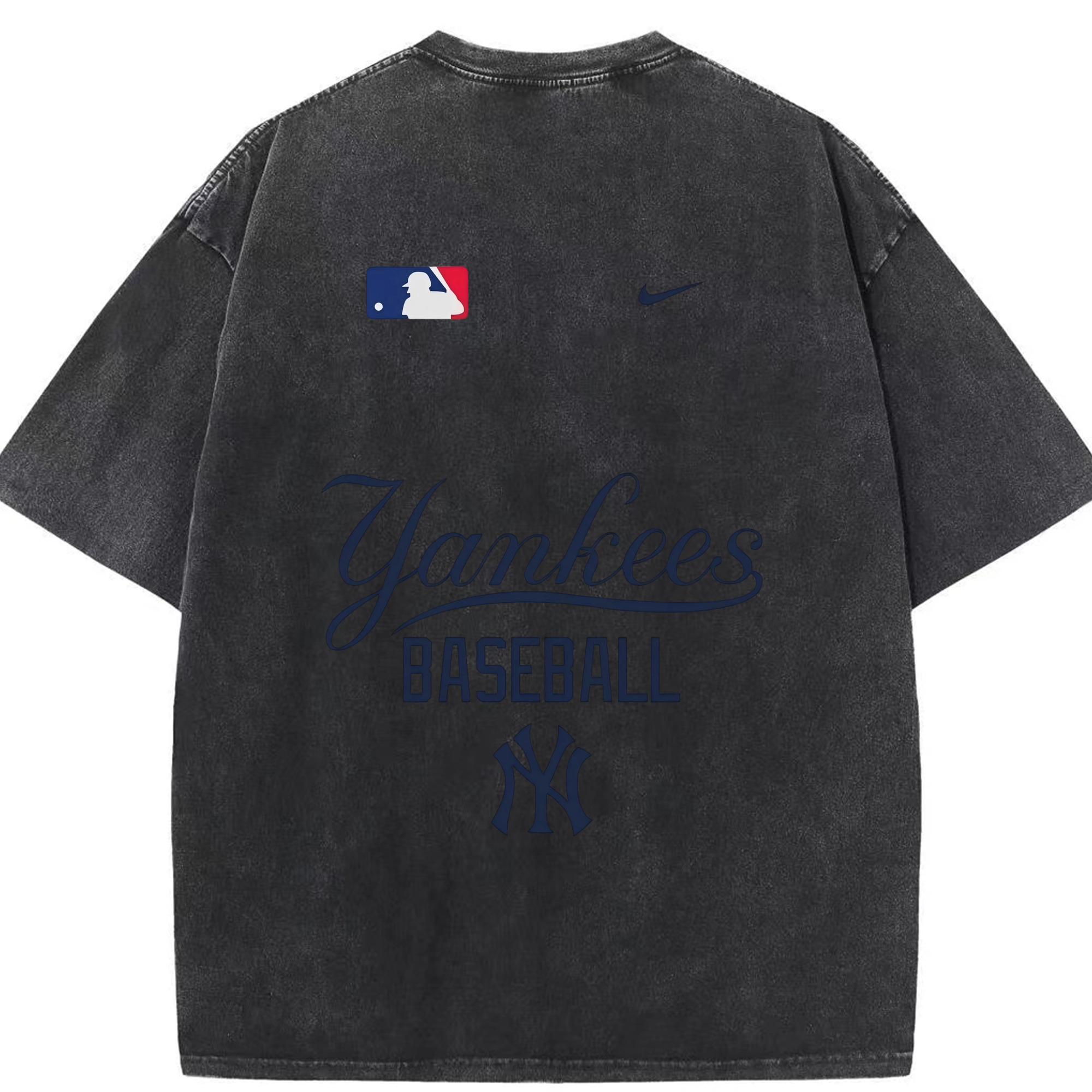 New York Yankees Baseball Washed Vintage 230g Cotton Oversized T-Shirt With Back Heat Transfer Print – Soft, Lightweight & Stylish – Comfortable Casual Wear For Sports & Everyday Use