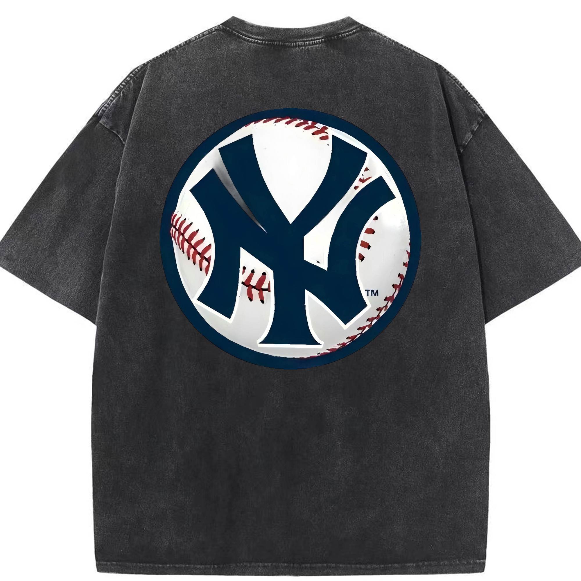 New York Yankees Baseball Washed Vintage 230g Cotton Oversized T-Shirt With Back Heat Transfer Print – Soft, Lightweight & Stylish – Comfortable Casual Wear For Sports & Everyday Use