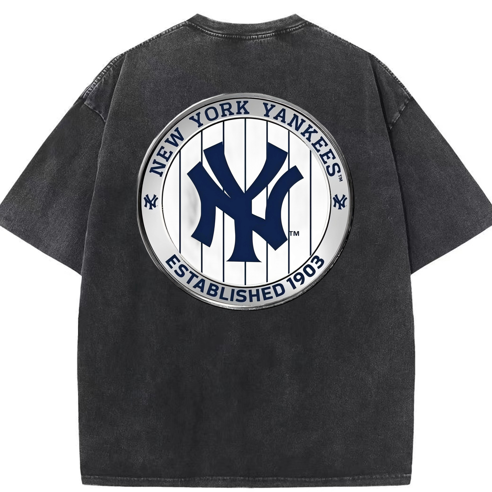 New York Yankees Established 1903 Washed Vintage 230g Cotton Oversized T-Shirt With Back Heat Transfer Print – Soft, Lightweight & Stylish – Comfortable Casual Wear For Sports & Everyday Use