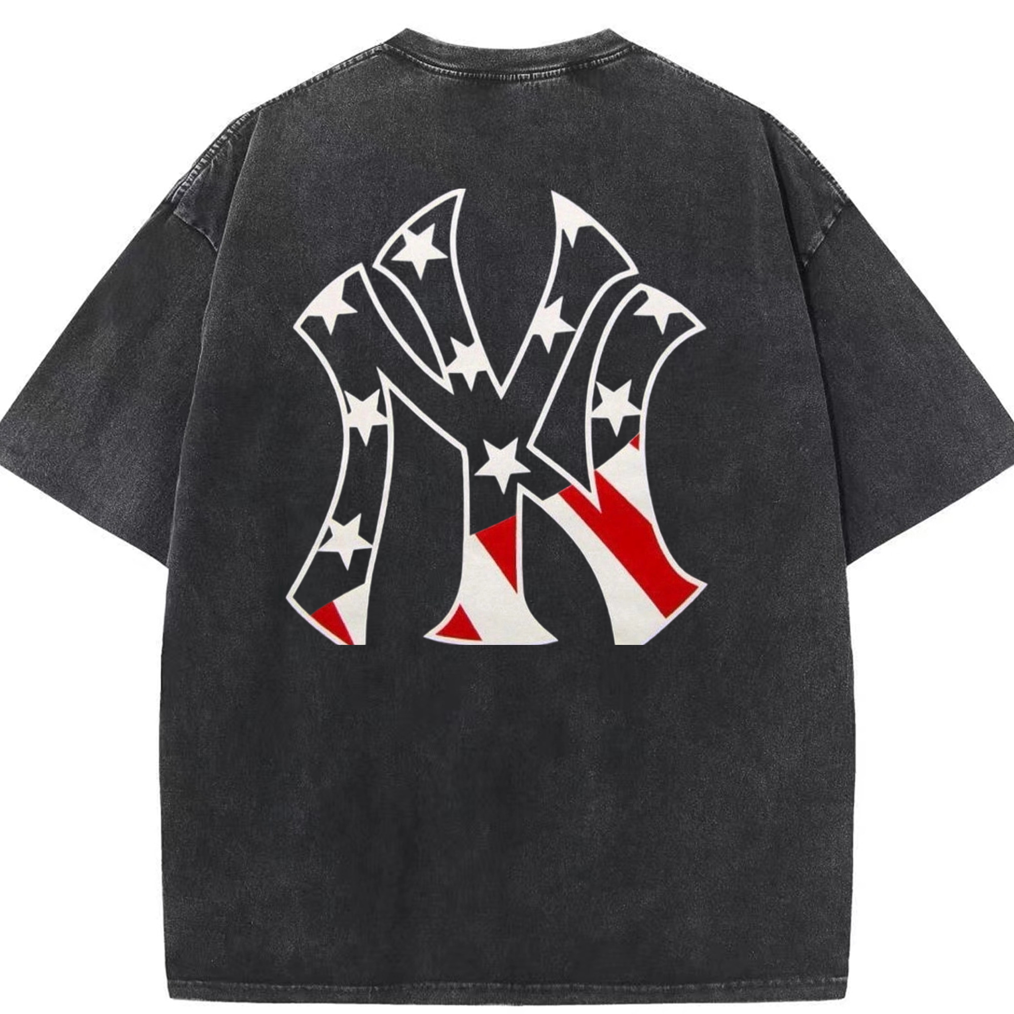 New York Yankees Logo USA Washed Vintage 230g Cotton Oversized T-Shirt With Back Heat Transfer Print – Soft, Lightweight & Stylish – Comfortable Casual Wear For Sports & Everyday Use
