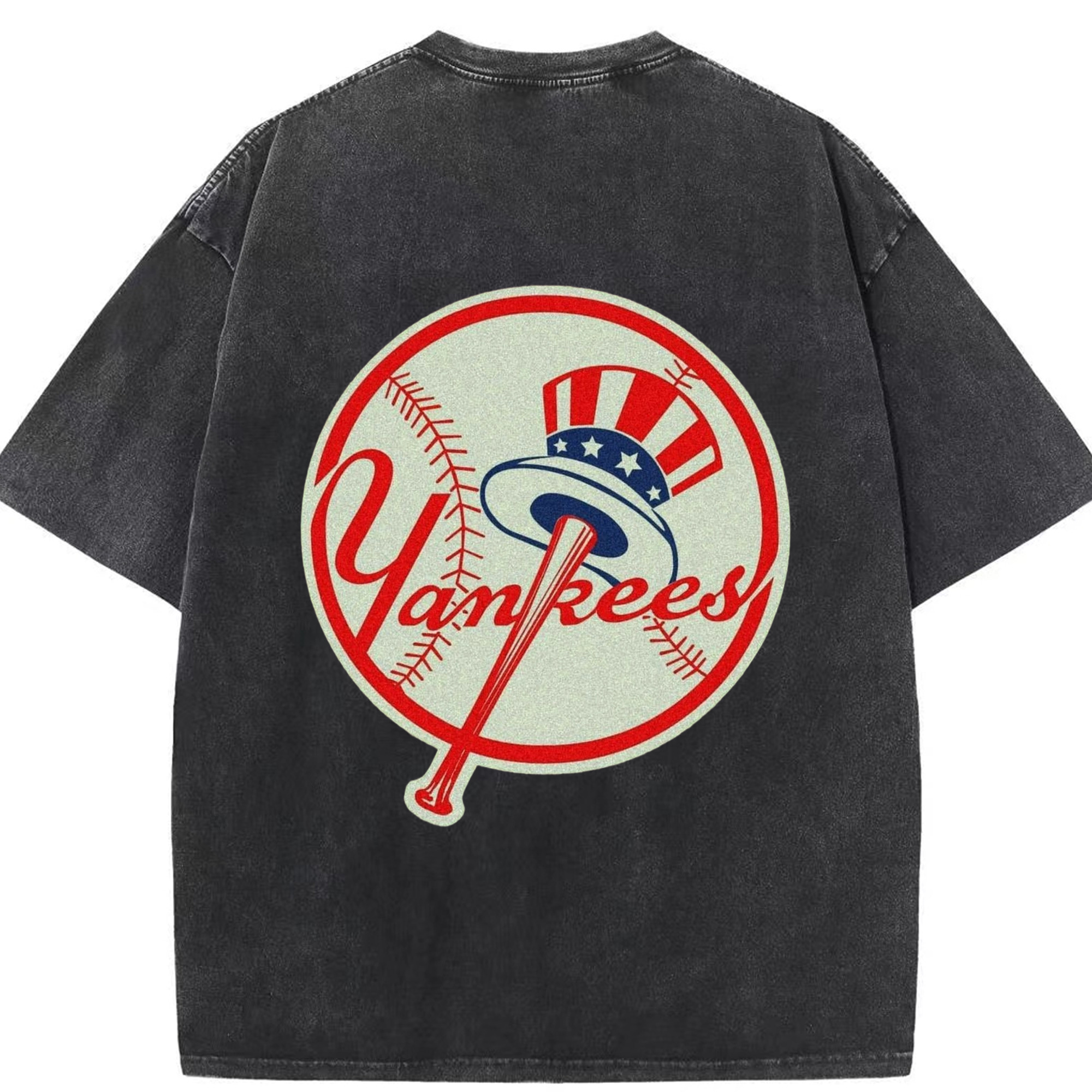 New York Yankees Logo Washed Vintage 230g Cotton Oversized T-Shirt With Back Heat Transfer Print – Soft, Lightweight & Stylish – Comfortable Casual Wear For Sports & Everyday Use