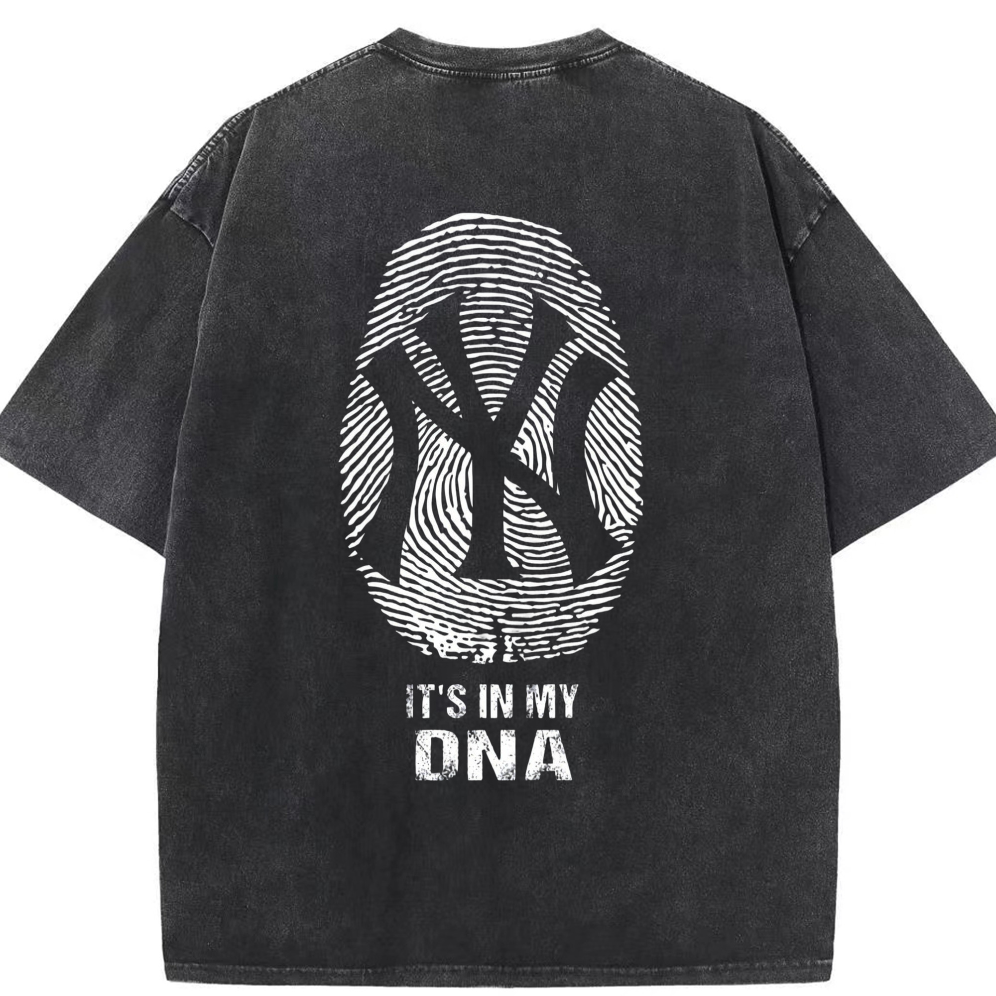 New York Yankees It's In My DNA Washed Vintage 230g Cotton Oversized T-Shirt With Back Heat Transfer Print – Soft, Lightweight & Stylish – Comfortable Casual Wear For Sports & Everyday Use