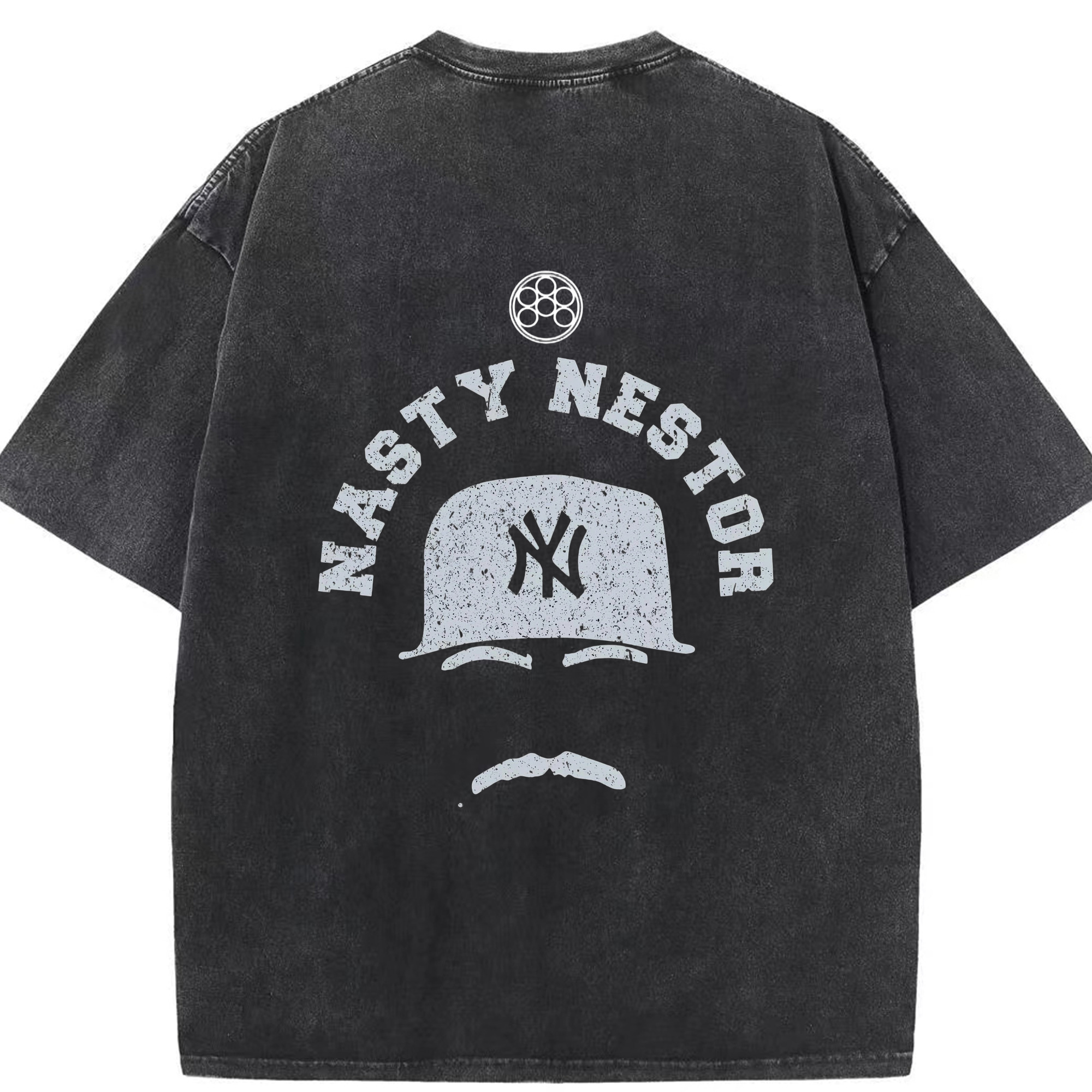 New York Yankees Nasty Nestor Washed Vintage 230g Cotton Oversized T-Shirt With Back Heat Transfer Print – Soft, Lightweight & Stylish – Comfortable Casual Wear For Sports & Everyday Use