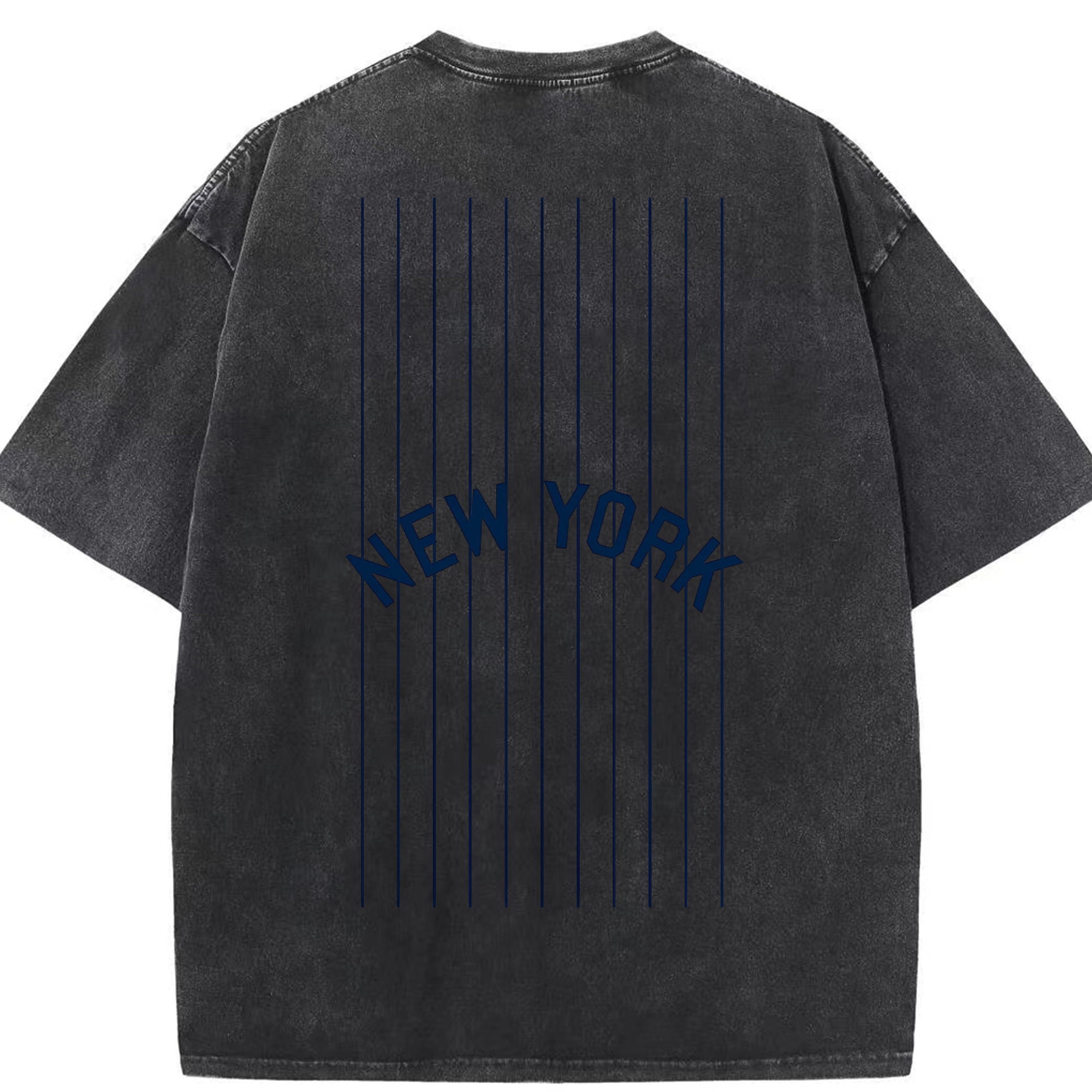 New York Yankees Pinstripe New York Washed Vintage 230g Cotton Oversized T-Shirt With Back Heat Transfer Print – Soft, Lightweight & Stylish – Comfortable Casual Wear For Sports & Everyday Use