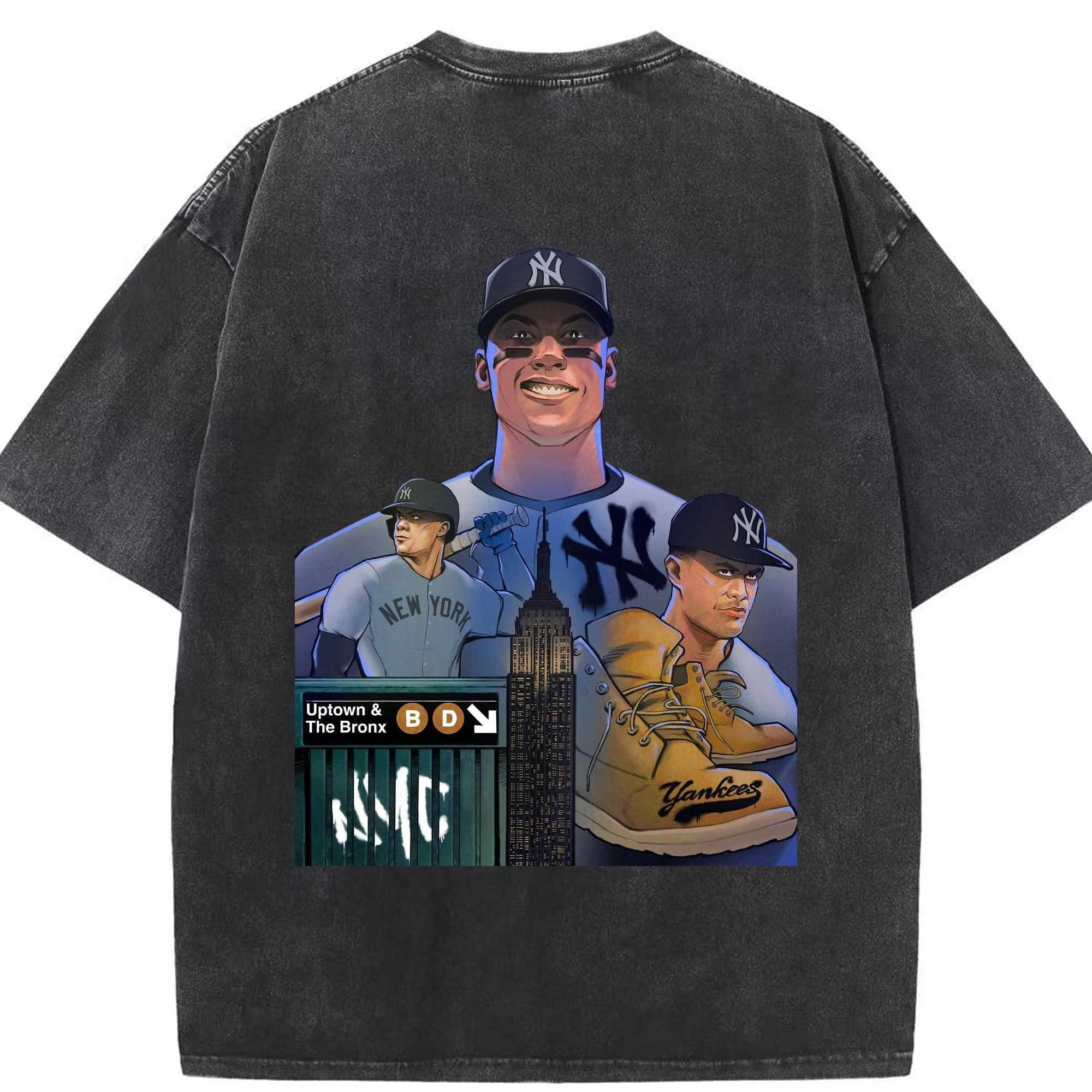 New York Yankees 273 Washed Vintage 230g Cotton Oversized T-Shirt With Back Heat Transfer Print – Soft, Lightweight & Stylish – Comfortable Casual Wear For Sports & Everyday Use
