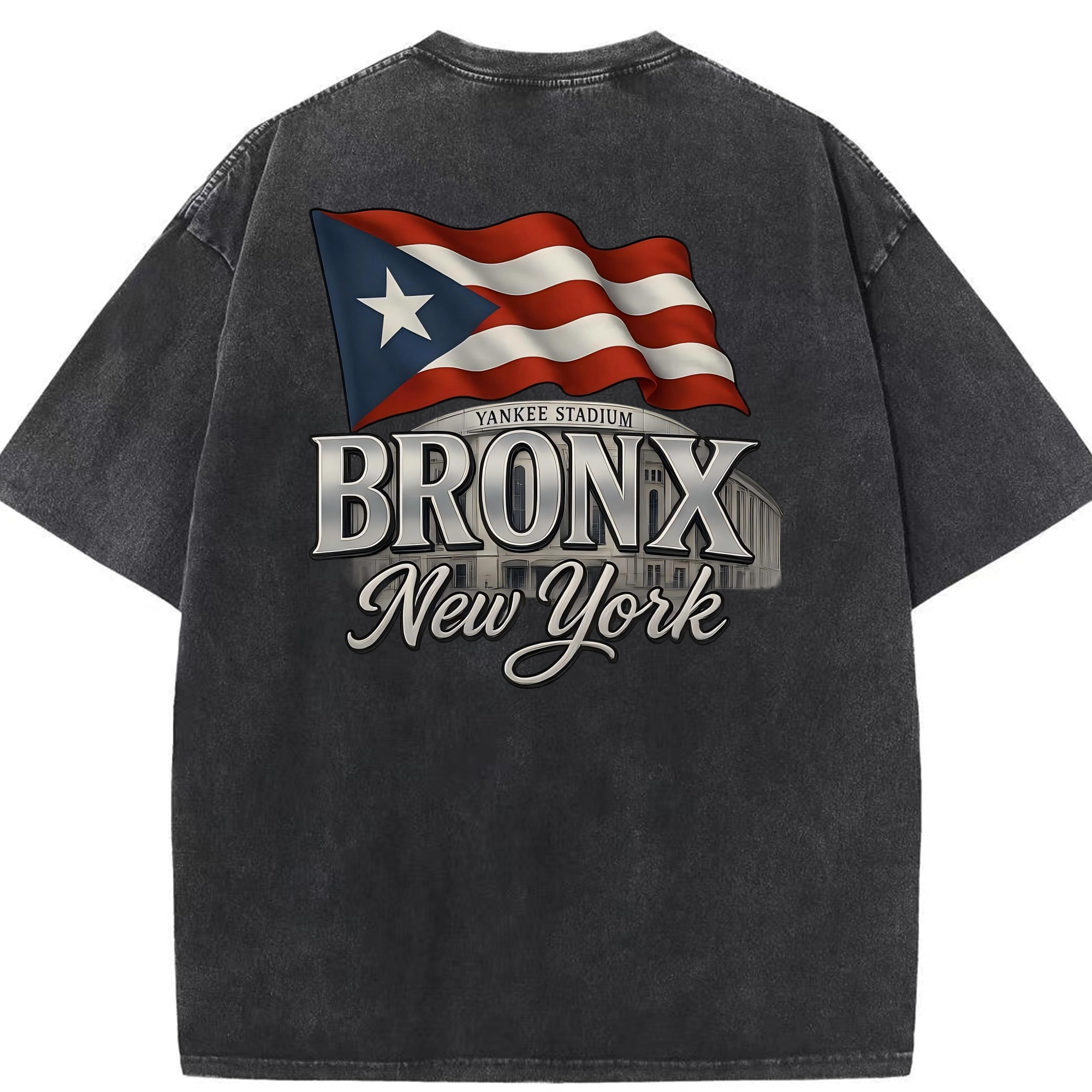 New York Yankees BRONX Yankees Stadium Washed Vintage 230g Cotton Oversized T-Shirt With Back Heat Transfer Print – Soft, Lightweight & Stylish – Comfortable Casual Wear For Sports & Everyday Use