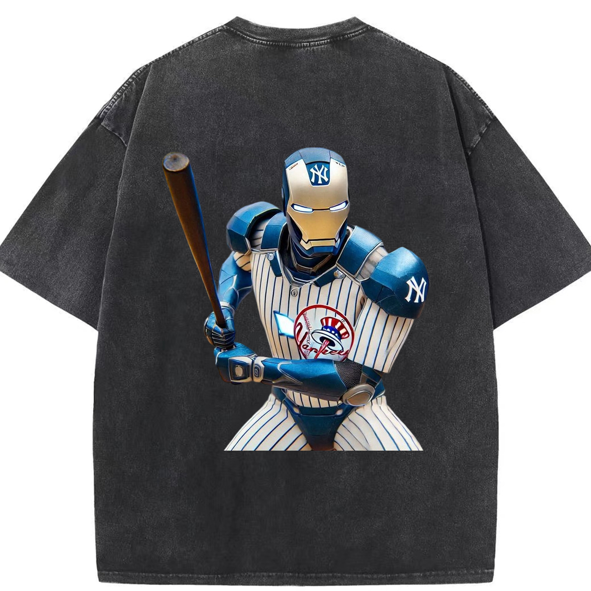 New York Yankees 283 Washed Vintage 230g Cotton Oversized T-Shirt With Back Heat Transfer Print – Soft, Lightweight & Stylish – Comfortable Casual Wear For Sports & Everyday Use