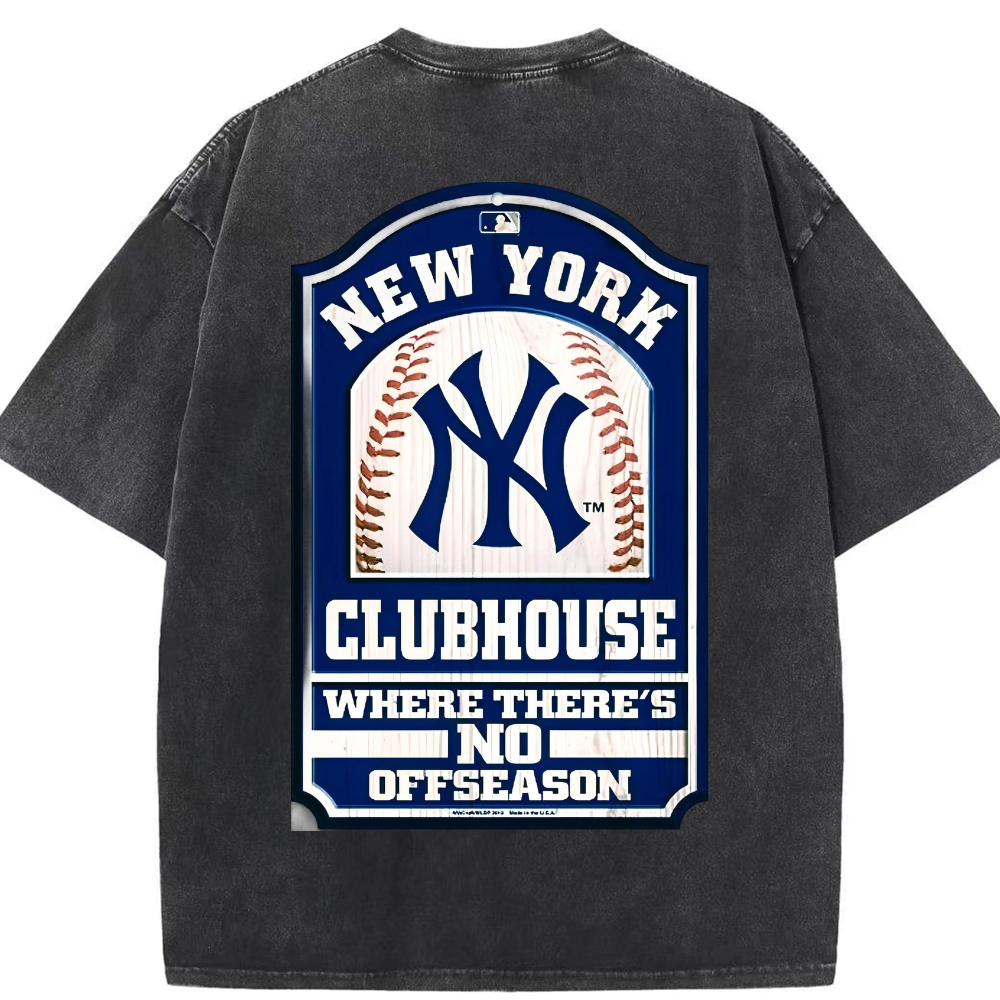 New York Yankees Club House Washed Vintage 230g Cotton Oversized T-Shirt With Back Heat Transfer Print – Soft, Lightweight & Stylish – Comfortable Casual Wear For Sports & Everyday Use