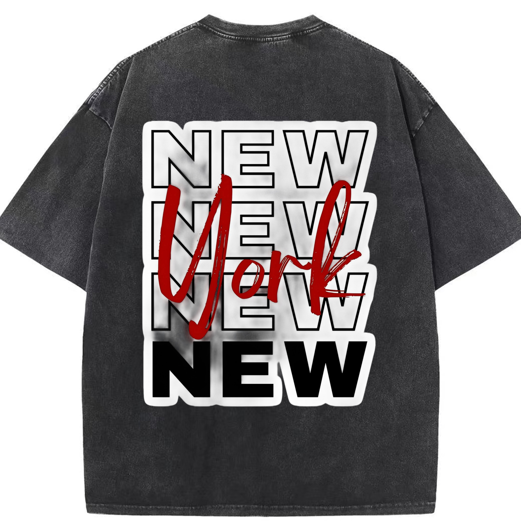 New York Yankees New York Logo Washed Vintage 230g Cotton Oversized T-Shirt With Back Heat Transfer Print – Soft, Lightweight & Stylish – Comfortable Casual Wear For Sports & Everyday Use