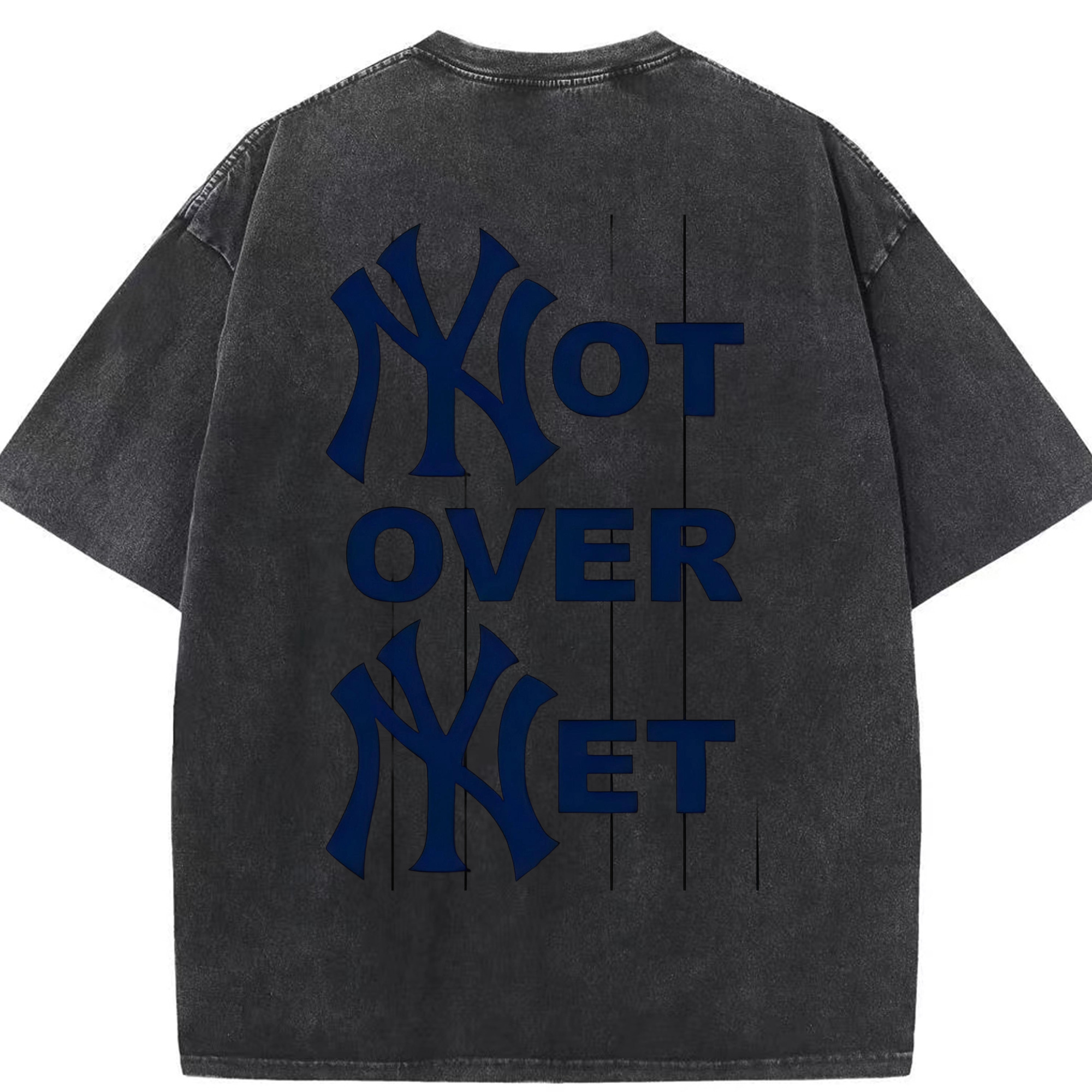 New York Yankees Not over Net Washed Vintage 230g Cotton Oversized T-Shirt With Back Heat Transfer Print – Soft, Lightweight & Stylish – Comfortable Casual Wear For Sports & Everyday Use