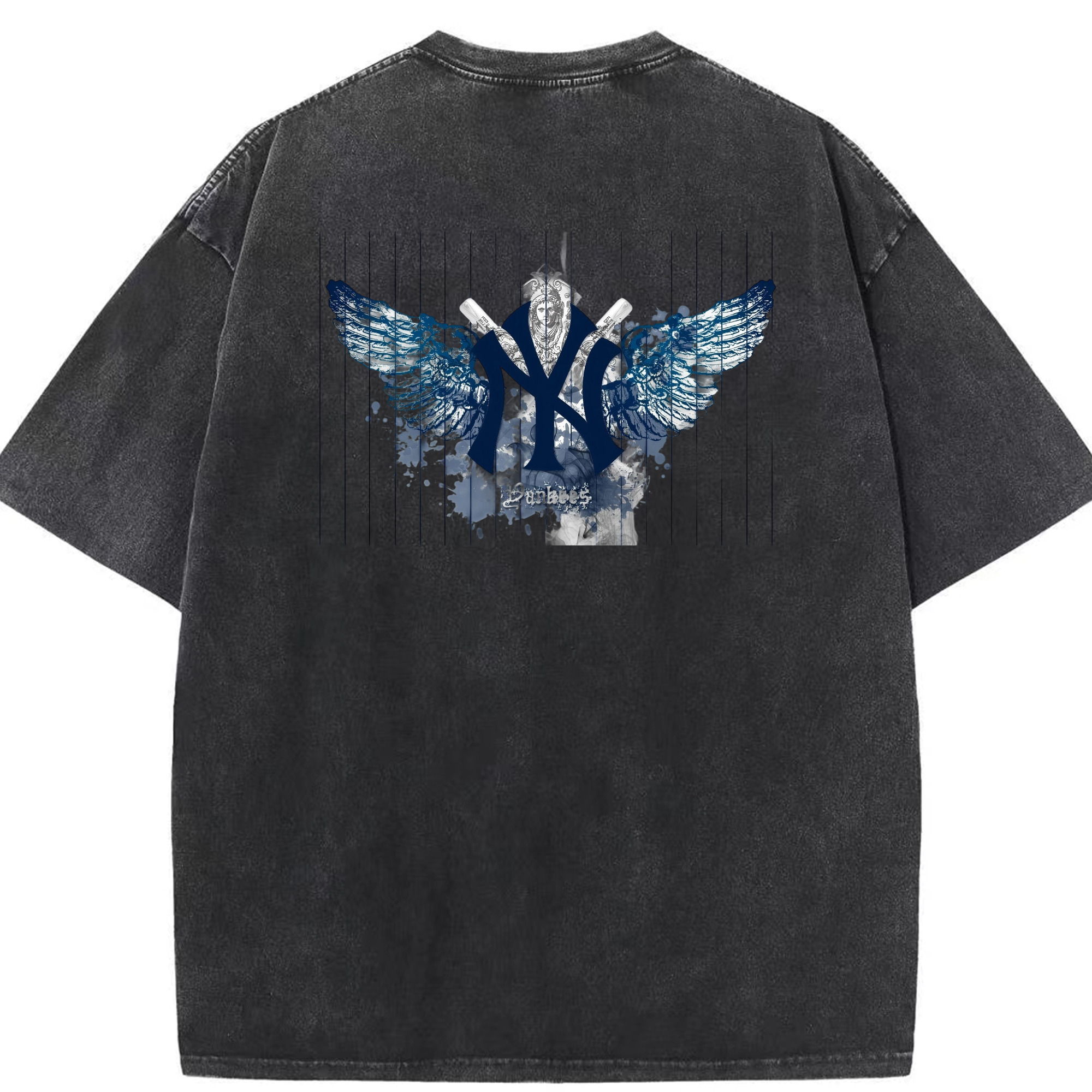 New York Yankees 293 Washed Vintage 230g Cotton Oversized T-Shirt With Back Heat Transfer Print – Soft, Lightweight & Stylish – Comfortable Casual Wear For Sports & Everyday Use