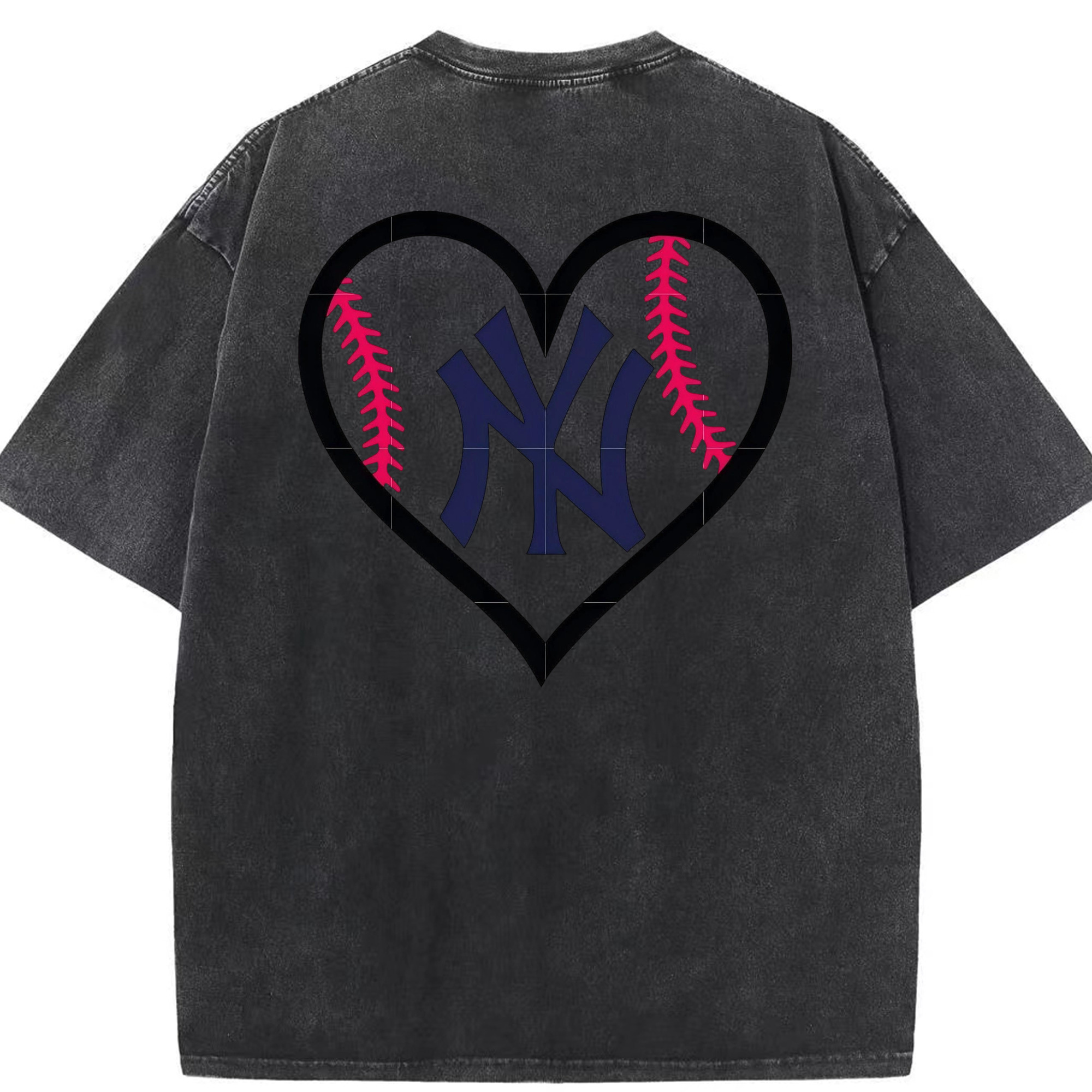 New York Yankees Heart Washed Vintage 230g Cotton Oversized T-Shirt With Back Heat Transfer Print – Soft, Lightweight & Stylish – Comfortable Casual Wear For Sports & Everyday Use
