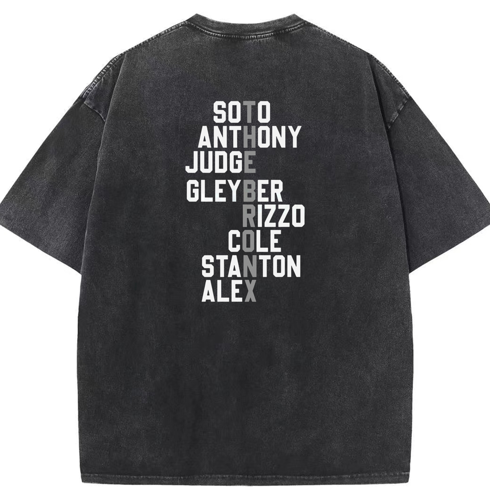 New York Yankees The Bronx Player Name Washed Vintage 230g Cotton Oversized T-Shirt With Back Heat Transfer Print – Soft, Lightweight & Stylish – Comfortable Casual Wear For Sports & Everyday Use