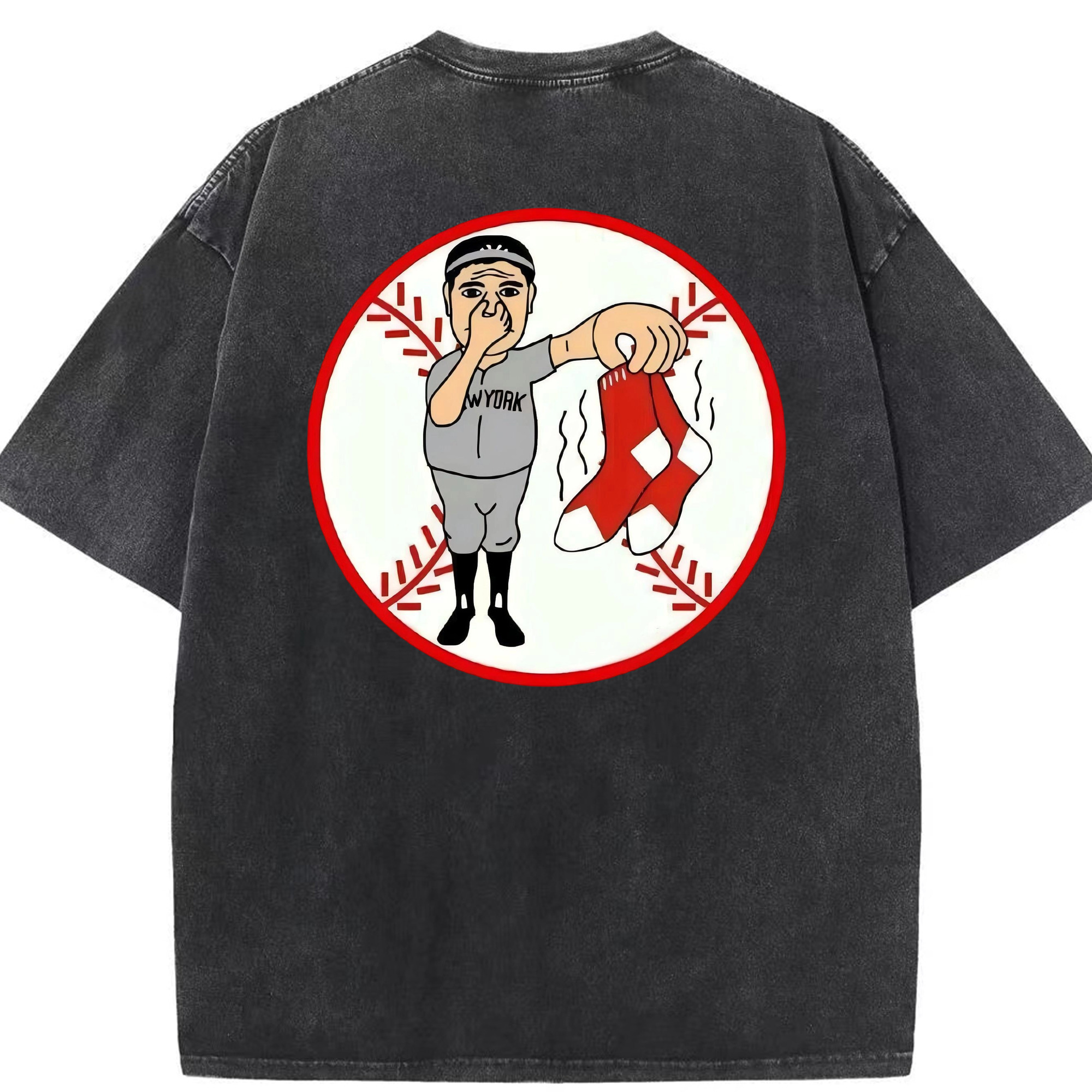 New York Yankees Duty Red Sox Washed Vintage 230g Cotton Oversized T-Shirt With Back Heat Transfer Print – Soft, Lightweight & Stylish – Comfortable Casual Wear For Sports & Everyday Use