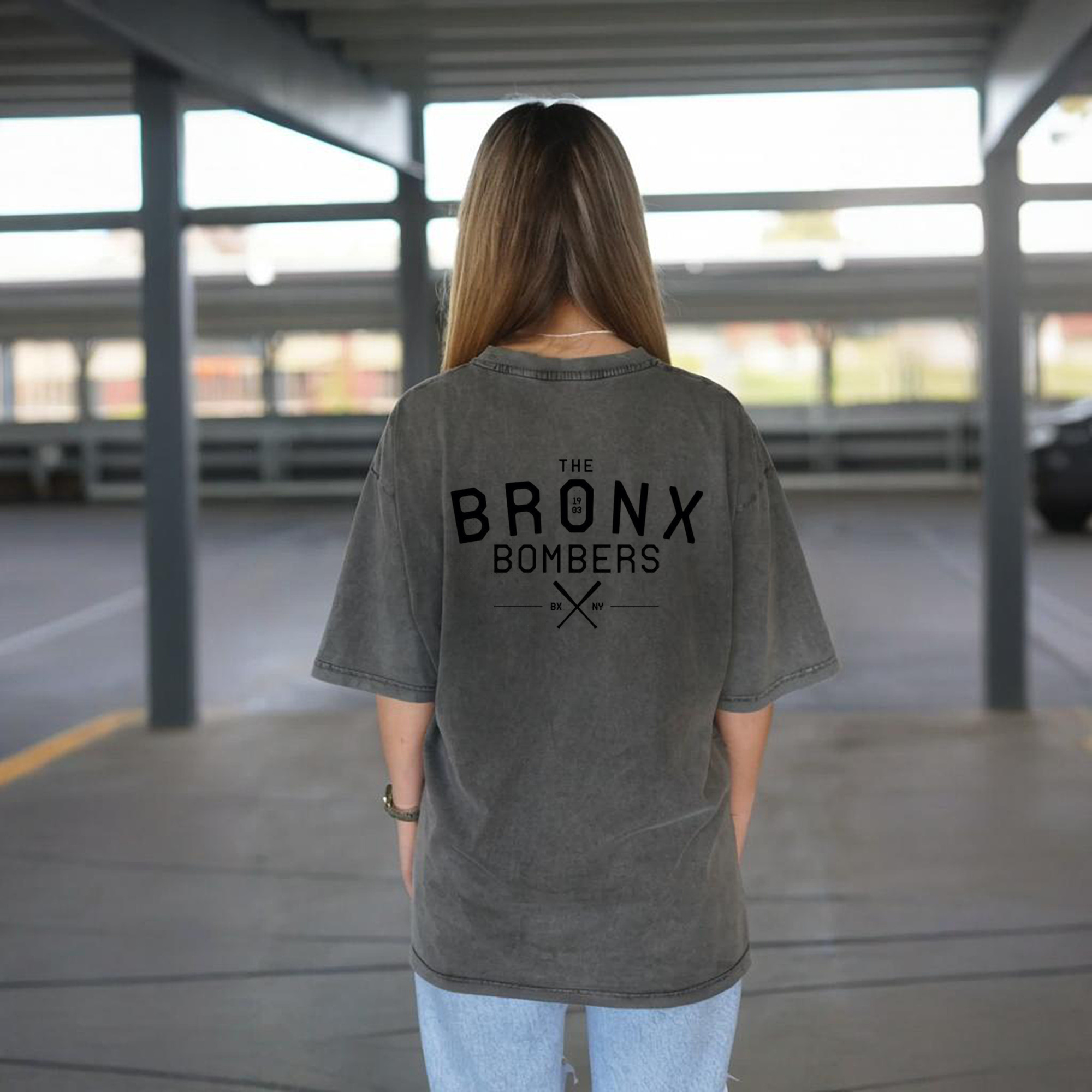 New York Yankees The Bronx Bombers 1903 Washed Vintage 230g Cotton Oversized T-Shirt With Back Heat Transfer Print – Soft, Lightweight & Stylish – Comfortable Casual Wear For Sports & Everyday Use