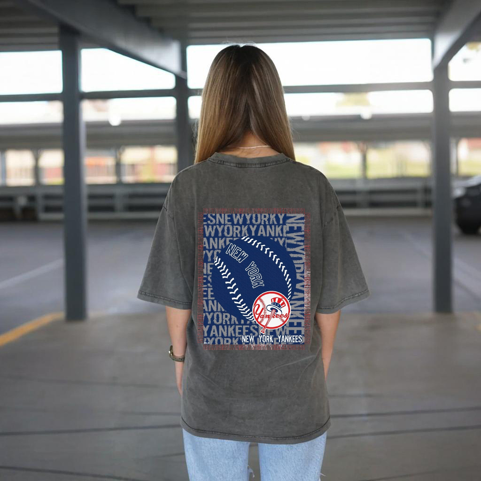 New York Yankees 65 Washed Vintage 230g Cotton Oversized T-Shirt With Back Heat Transfer Print – Soft, Lightweight & Stylish – Comfortable Casual Wear For Sports & Everyday Use