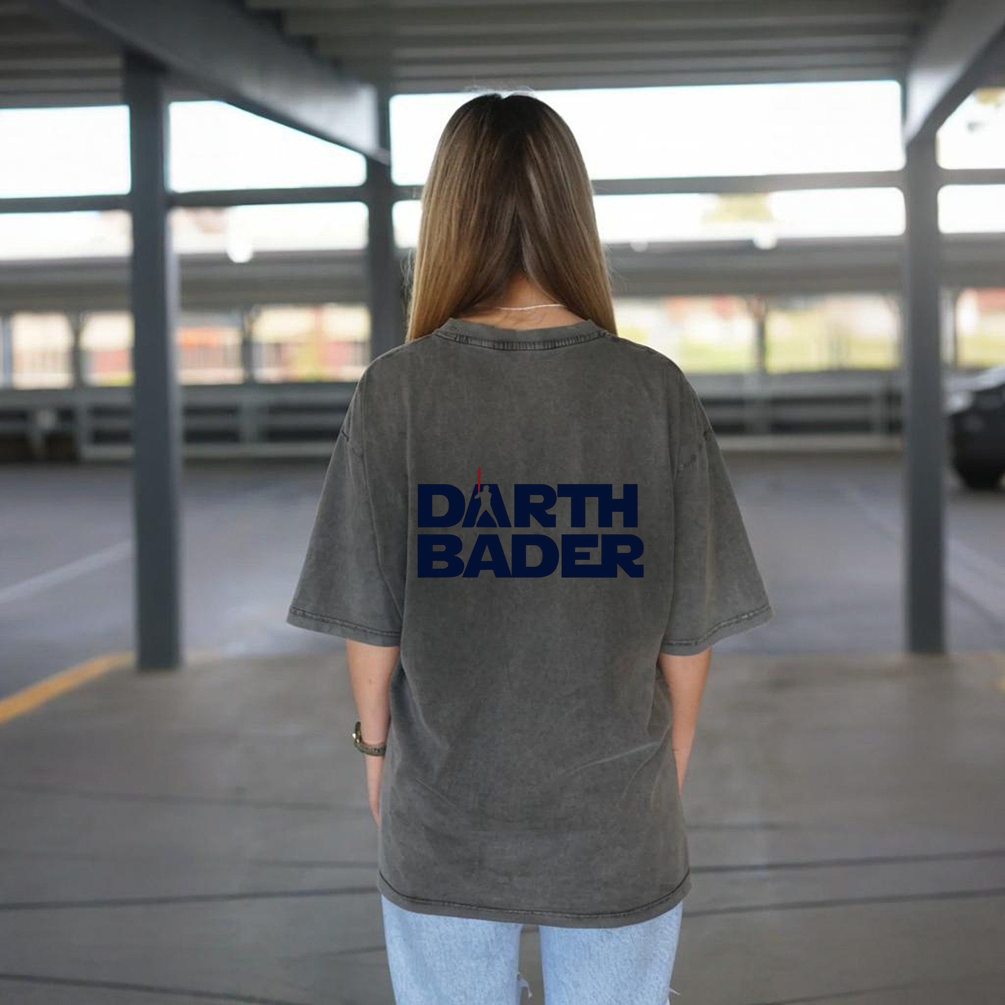 New York Yankees Harrison Bader Darth Bader Washed Vintage 230g Cotton Oversized T-Shirt With Back Heat Transfer Print – Soft, Lightweight & Stylish – Comfortable Casual Wear For Sports & Everyday Use