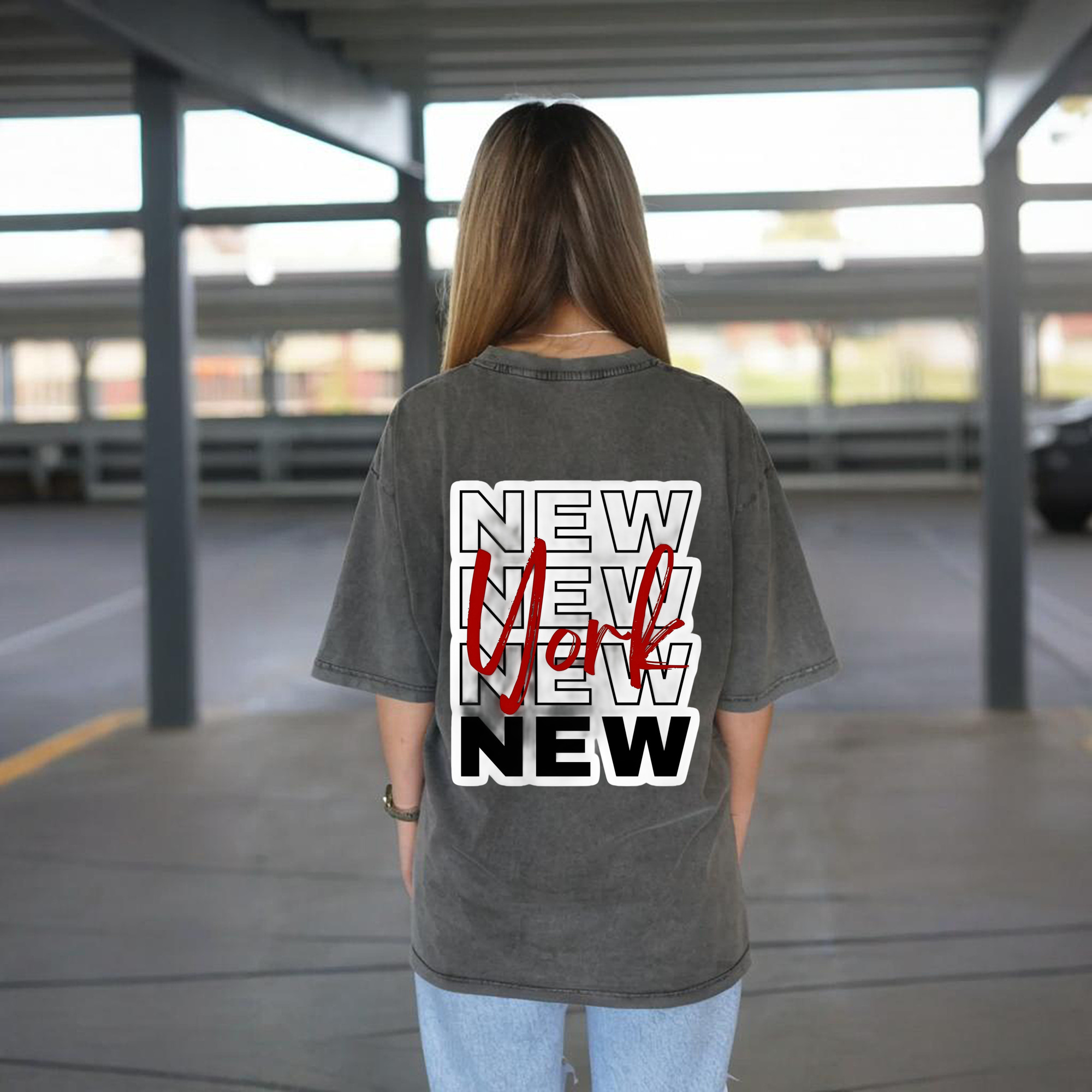 New York Yankees New York Logo Washed Vintage 230g Cotton Oversized T-Shirt With Back Heat Transfer Print – Soft, Lightweight & Stylish – Comfortable Casual Wear For Sports & Everyday Use