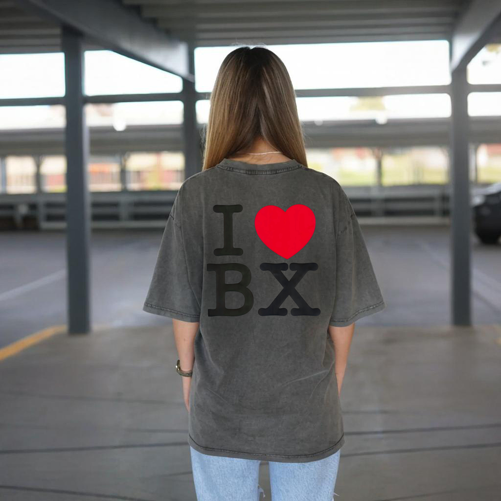 New York Yankees I Love BX Washed Vintage 230g Cotton Oversized T-Shirt With Back Heat Transfer Print – Soft, Lightweight & Stylish – Comfortable Casual Wear For Sports & Everyday Use