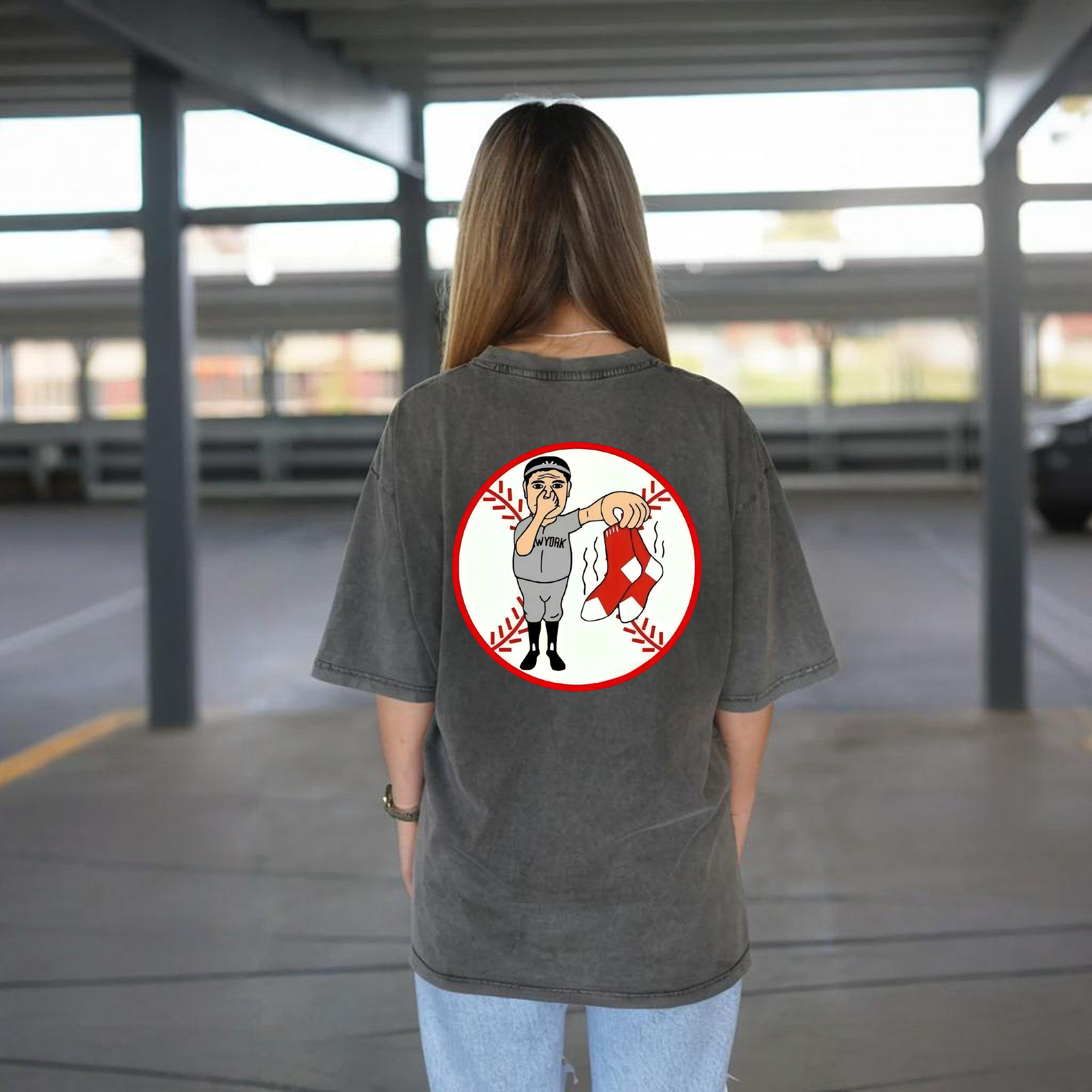 New York Yankees Duty Red Sox Washed Vintage 230g Cotton Oversized T-Shirt With Back Heat Transfer Print – Soft, Lightweight & Stylish – Comfortable Casual Wear For Sports & Everyday Use