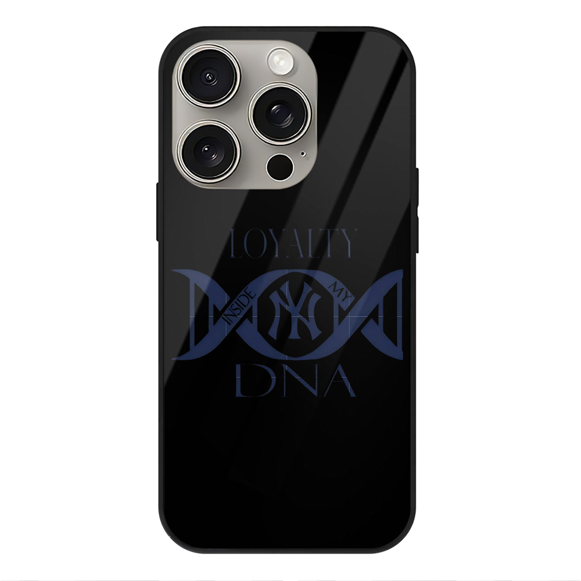 New York Yankees Loyalty DNA IPhone 15 Pro Mirror Phone Case – UV Printed Glass + TPU – Scratch-Resistant, Wireless Charging Compatible, Precise Fit & Stylish Design