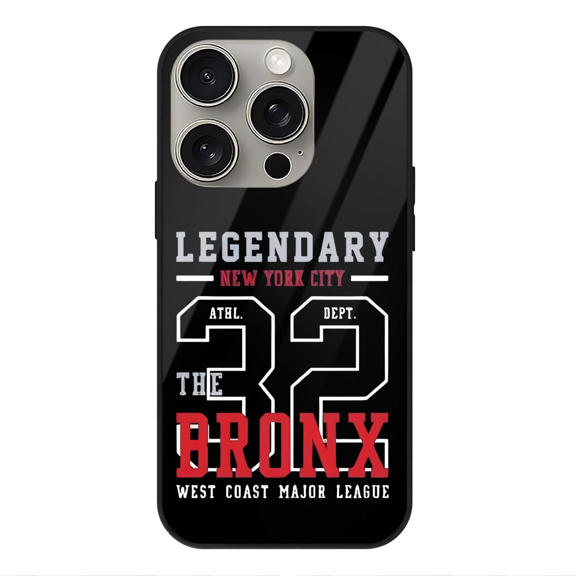 New York Yankees 24 IPhone 15 Pro Mirror Phone Case – UV Printed Glass + TPU – Scratch-Resistant, Wireless Charging Compatible, Precise Fit & Stylish Design