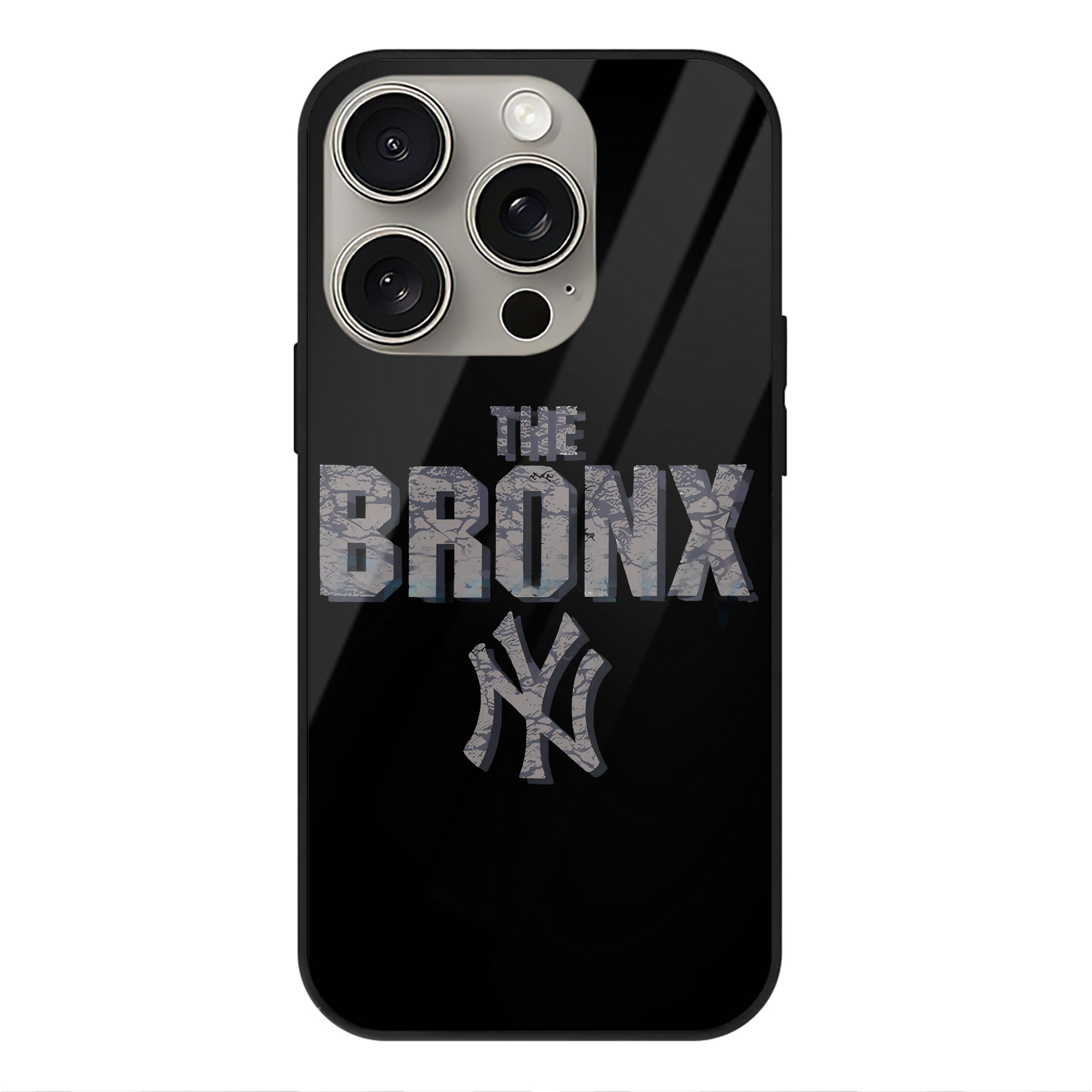 New York Yankees The Bronx IPhone 15 Pro Mirror Phone Case – UV Printed Glass + TPU – Scratch-Resistant, Wireless Charging Compatible, Precise Fit & Stylish Design
