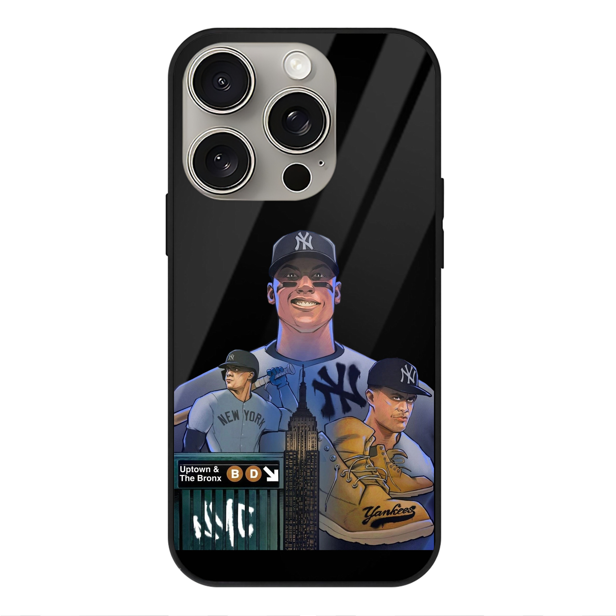 New York Yankees 273 IPhone 15 Pro Mirror Phone Case – UV Printed Glass + TPU – Scratch-Resistant, Wireless Charging Compatible, Precise Fit & Stylish Design