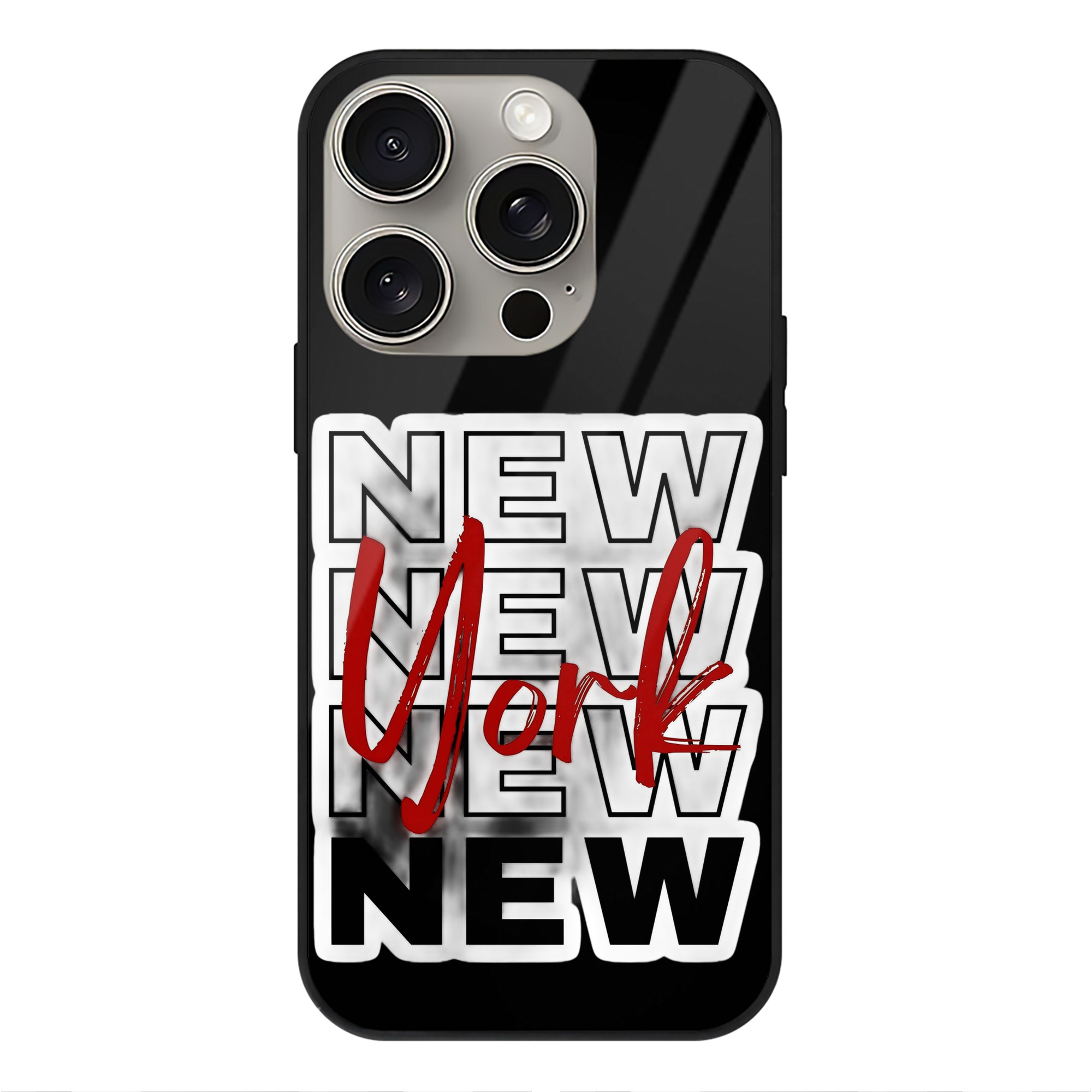 New York Yankees New York Logo IPhone 15 Pro Mirror Phone Case – UV Printed Glass + TPU – Scratch-Resistant, Wireless Charging Compatible, Precise Fit & Stylish Design