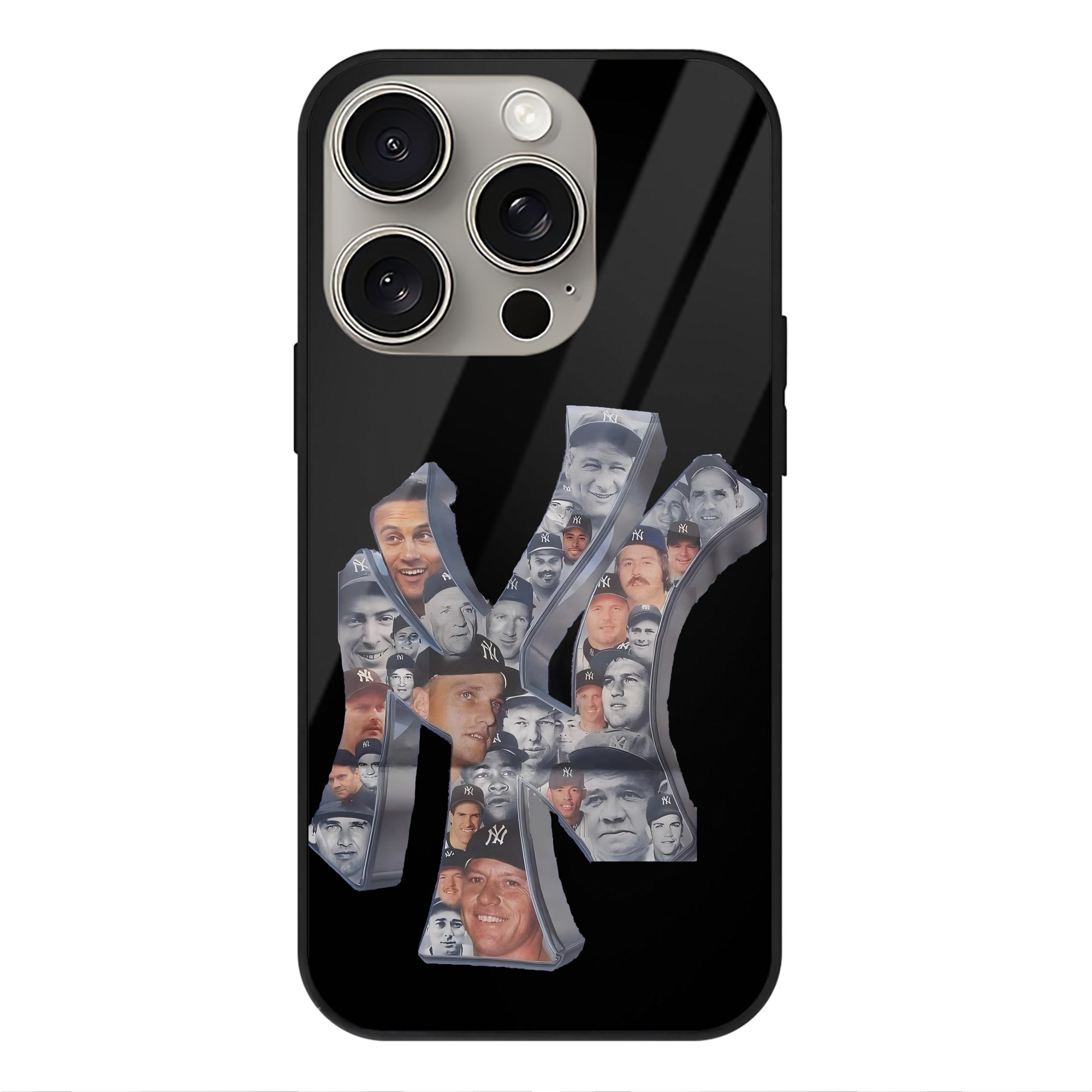 New York Yankees 279 IPhone 15 Pro Mirror Phone Case – UV Printed Glass + TPU – Scratch-Resistant, Wireless Charging Compatible, Precise Fit & Stylish Design