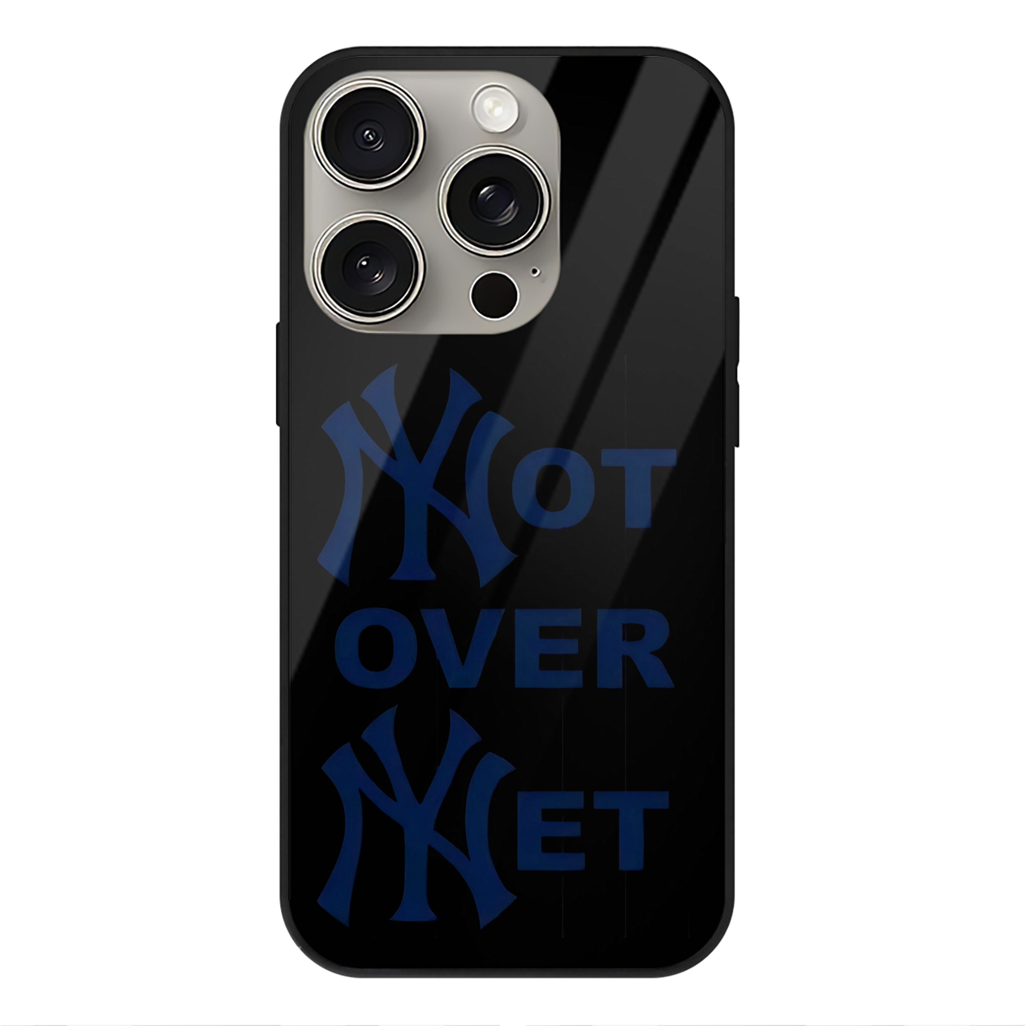 New York Yankees Not over Net IPhone 15 Pro Mirror Phone Case – UV Printed Glass + TPU – Scratch-Resistant, Wireless Charging Compatible, Precise Fit & Stylish Design