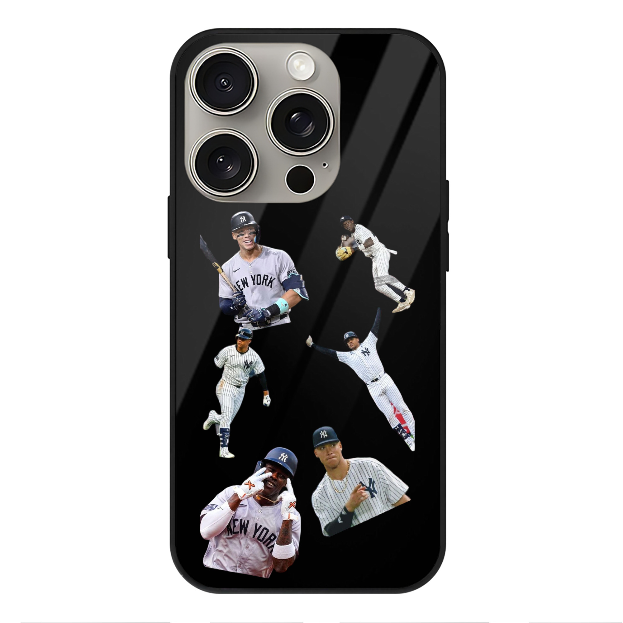 New York Yankees 284 IPhone 15 Pro Mirror Phone Case – UV Printed Glass + TPU – Scratch-Resistant, Wireless Charging Compatible, Precise Fit & Stylish Design
