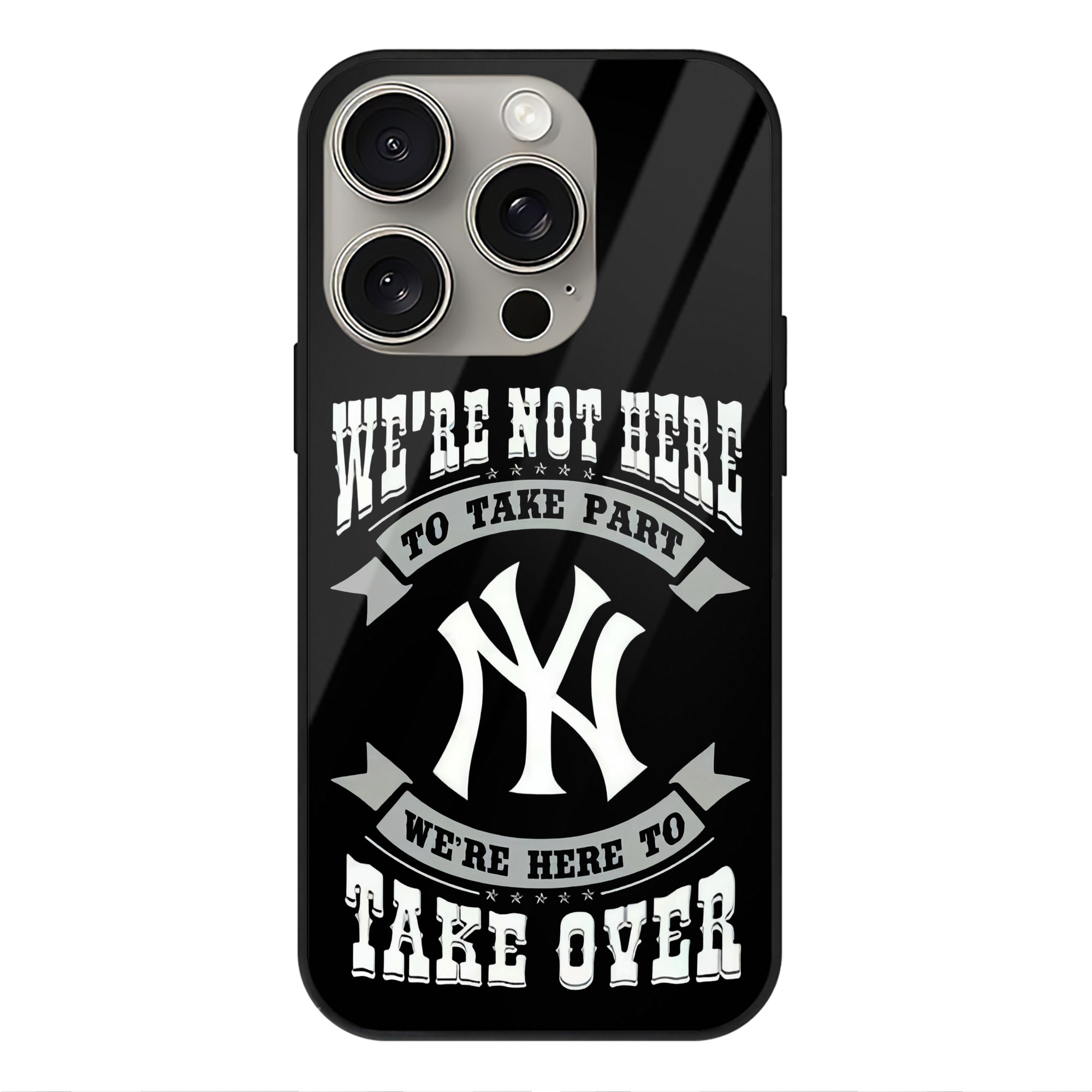 New York Yankees 276 IPhone 15 Pro Mirror Phone Case – UV Printed Glass + TPU – Scratch-Resistant, Wireless Charging Compatible, Precise Fit & Stylish Design