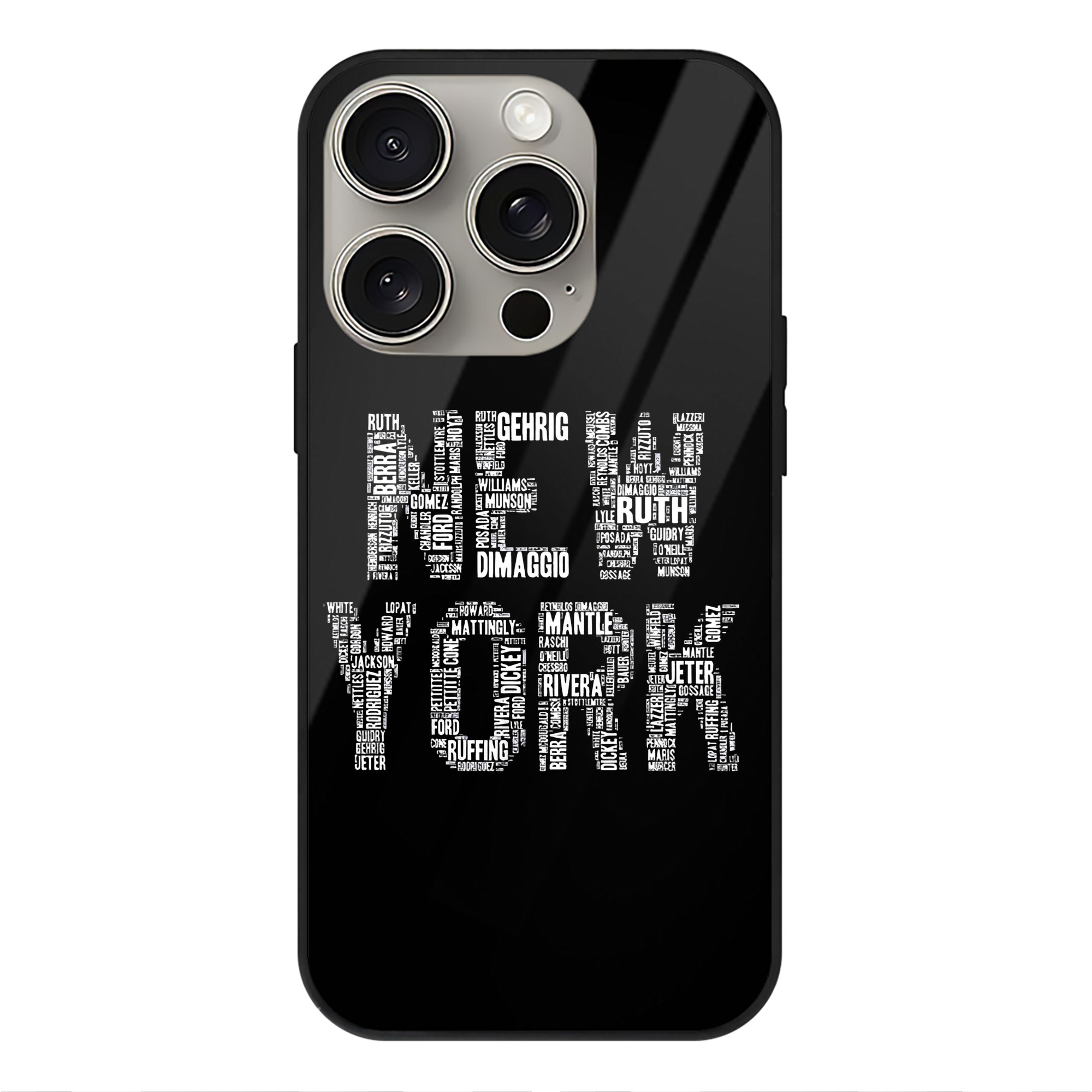 New York Yankees 277 IPhone 15 Pro Mirror Phone Case – UV Printed Glass + TPU – Scratch-Resistant, Wireless Charging Compatible, Precise Fit & Stylish Design