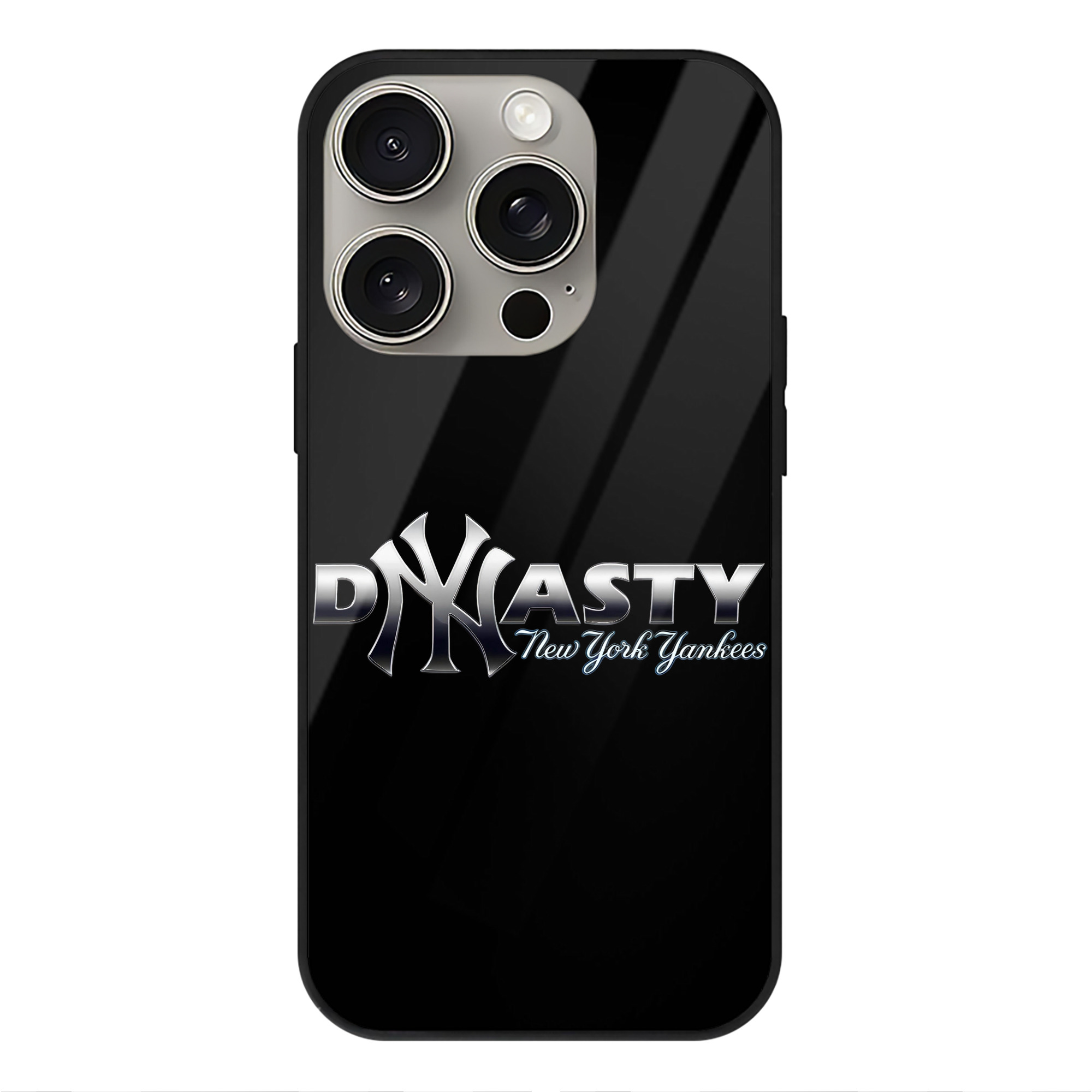 New York Yankees Dyasty IPhone 15 Pro Mirror Phone Case – UV Printed Glass + TPU – Scratch-Resistant, Wireless Charging Compatible, Precise Fit & Stylish Design