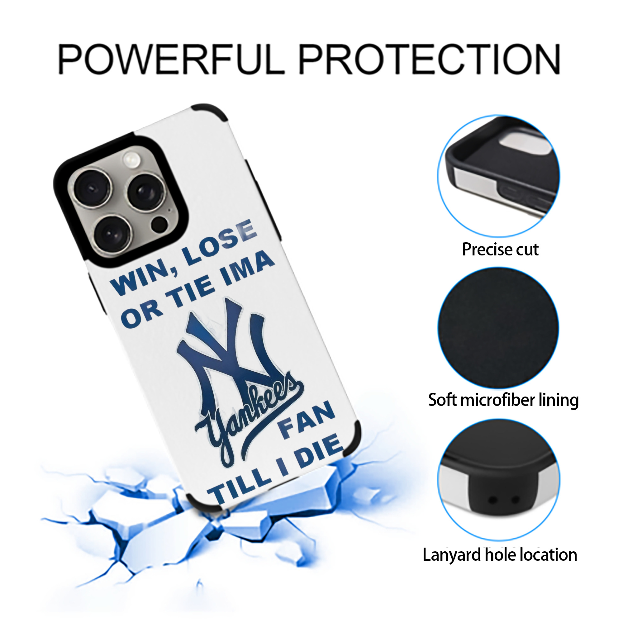 New York Yankees Win,Lose or Tie IMA Fan Till I Die IPhone 15 Pro Max PU Leather Case – Soft Lining, 360° Protection – Precise Fit, 3D Buttons, Easy Charging – Anti-Yellowing, Easy To Clean