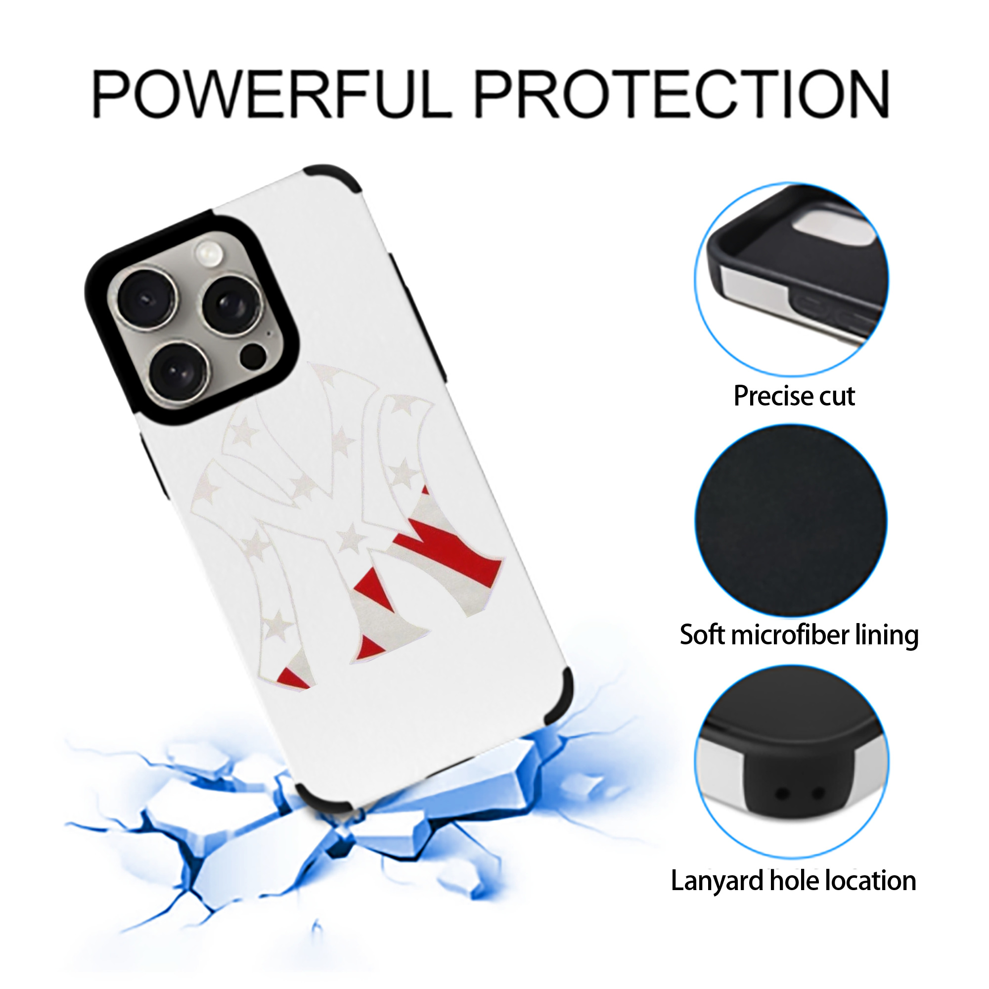 New York Yankees Logo USA IPhone 15 Pro Max PU Leather Case – Soft Lining, 360° Protection – Precise Fit, 3D Buttons, Easy Charging – Anti-Yellowing, Easy To Clean