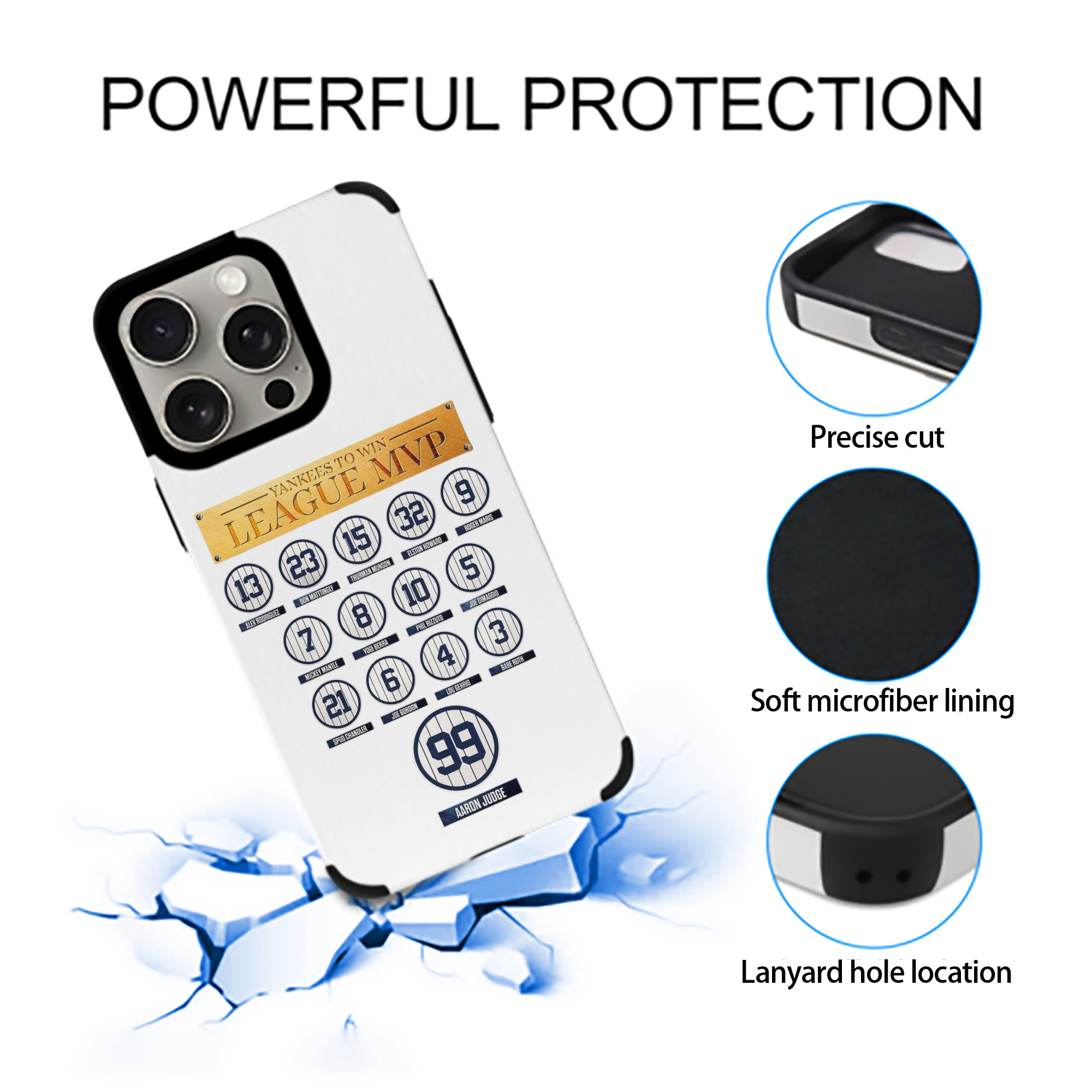 New York Yankees To Win League MVP IPhone 15 Pro Max PU Leather Case – Soft Lining, 360° Protection – Precise Fit, 3D Buttons, Easy Charging – Anti-Yellowing, Easy To Clean