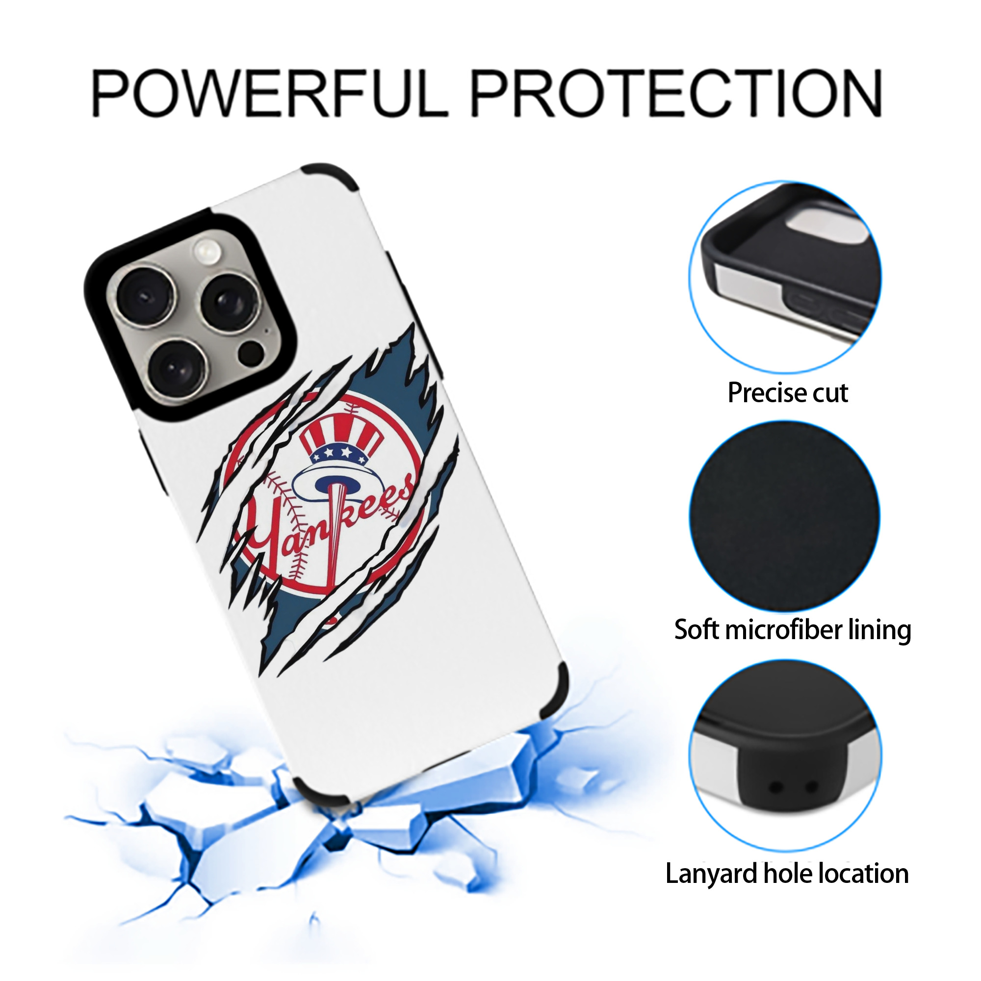 New York Yankees Claw Logo IPhone 15 Pro Max PU Leather Case – Soft Lining, 360° Protection – Precise Fit, 3D Buttons, Easy Charging – Anti-Yellowing, Easy To Clean