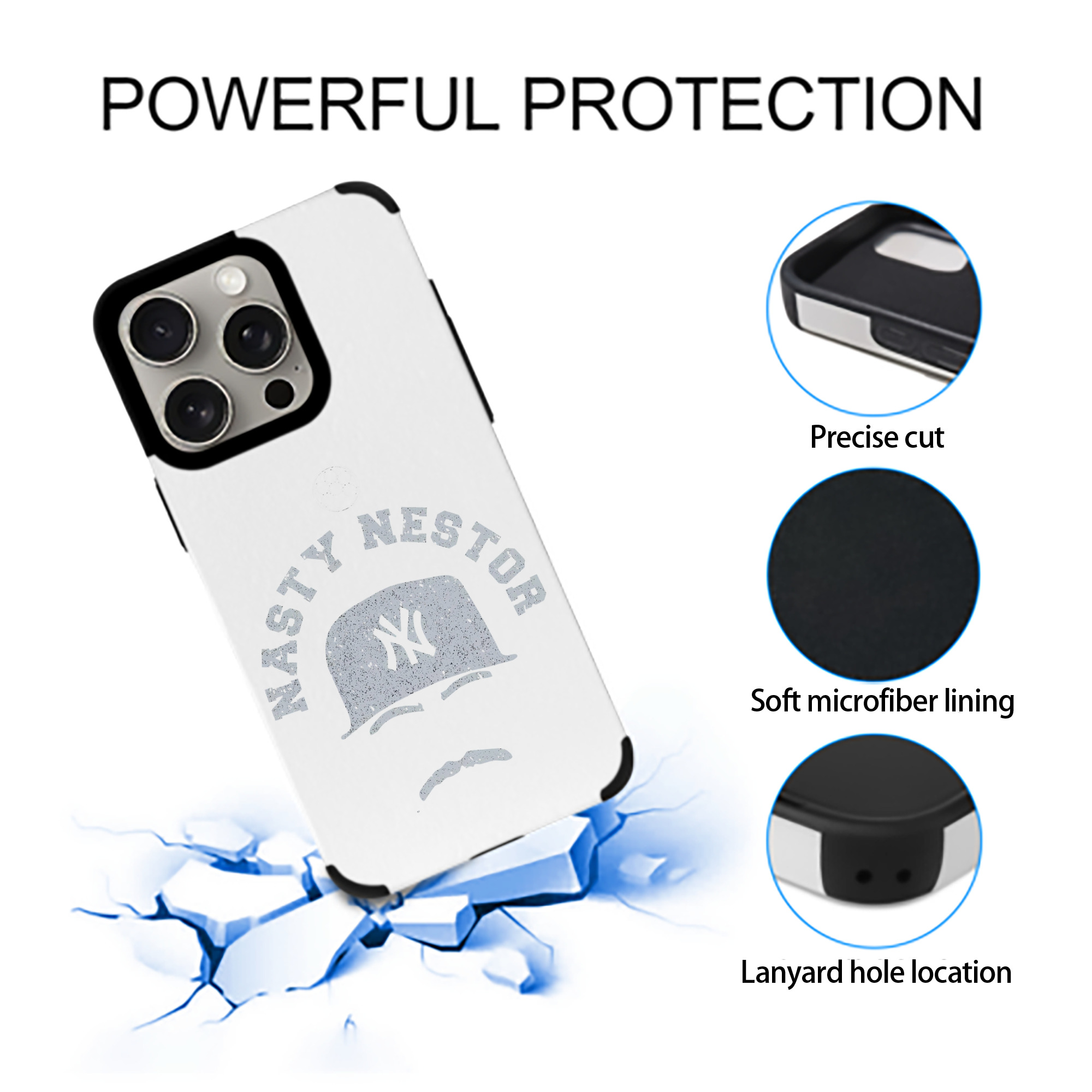 New York Yankees Nasty Nestor IPhone 15 Pro Max PU Leather Case – Soft Lining, 360° Protection – Precise Fit, 3D Buttons, Easy Charging – Anti-Yellowing, Easy To Clean