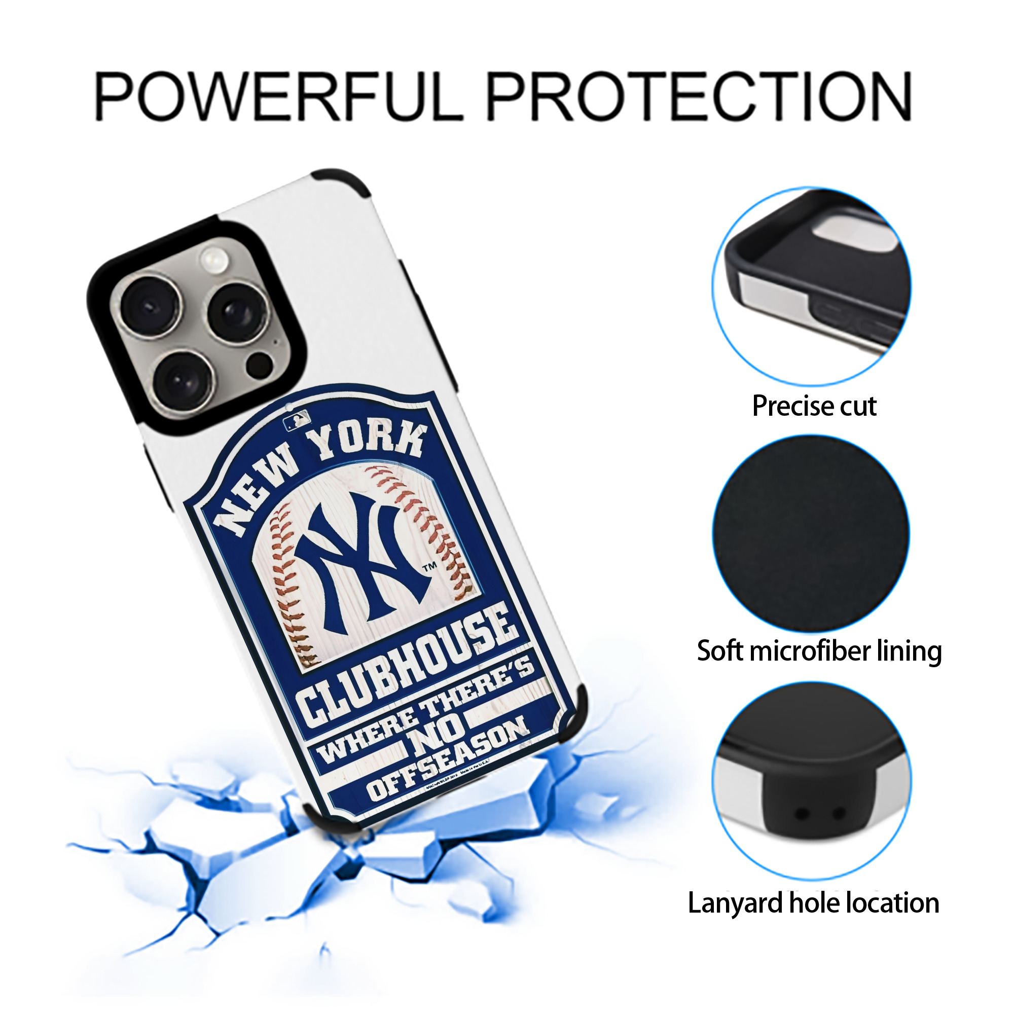 New York Yankees Club House IPhone 15 Pro Max PU Leather Case – Soft Lining, 360° Protection – Precise Fit, 3D Buttons, Easy Charging – Anti-Yellowing, Easy To Clean