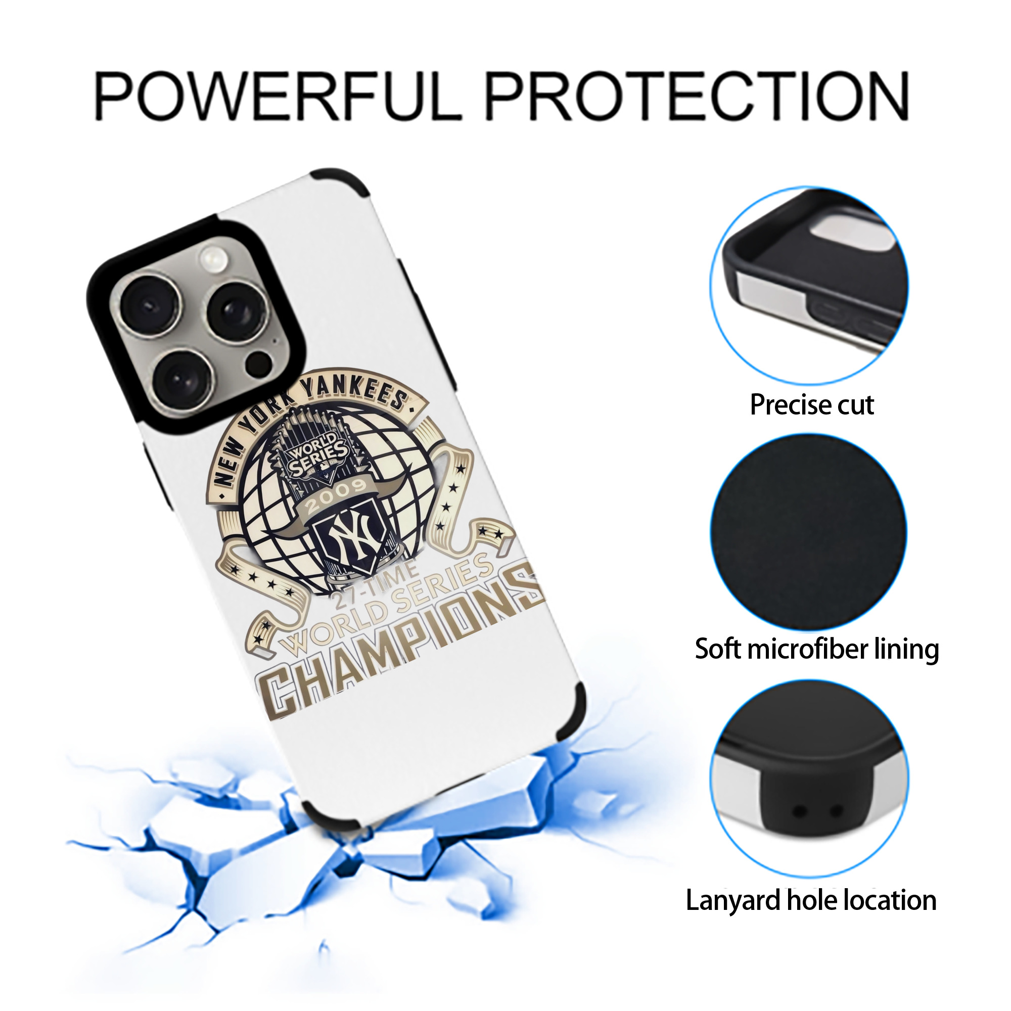 New York Yankees 2009 27th WS Champions Golden IPhone 15 Pro Max PU Leather Case – Soft Lining, 360° Protection – Precise Fit, 3D Buttons, Easy Charging – Anti-Yellowing, Easy To Clean