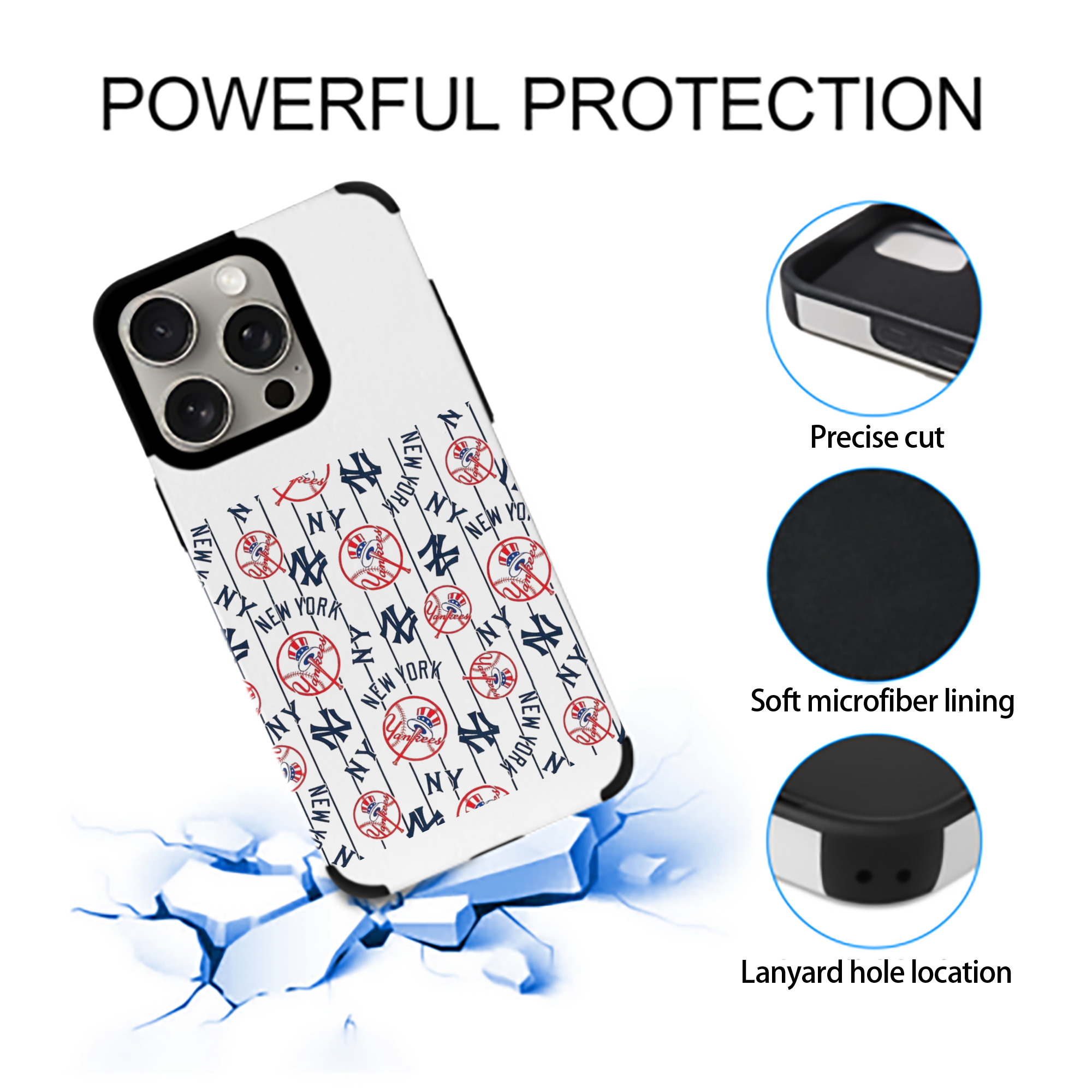 New York Yankees 78 IPhone 15 Pro Max PU Leather Case – Soft Lining, 360° Protection – Precise Fit, 3D Buttons, Easy Charging – Anti-Yellowing, Easy To Clean