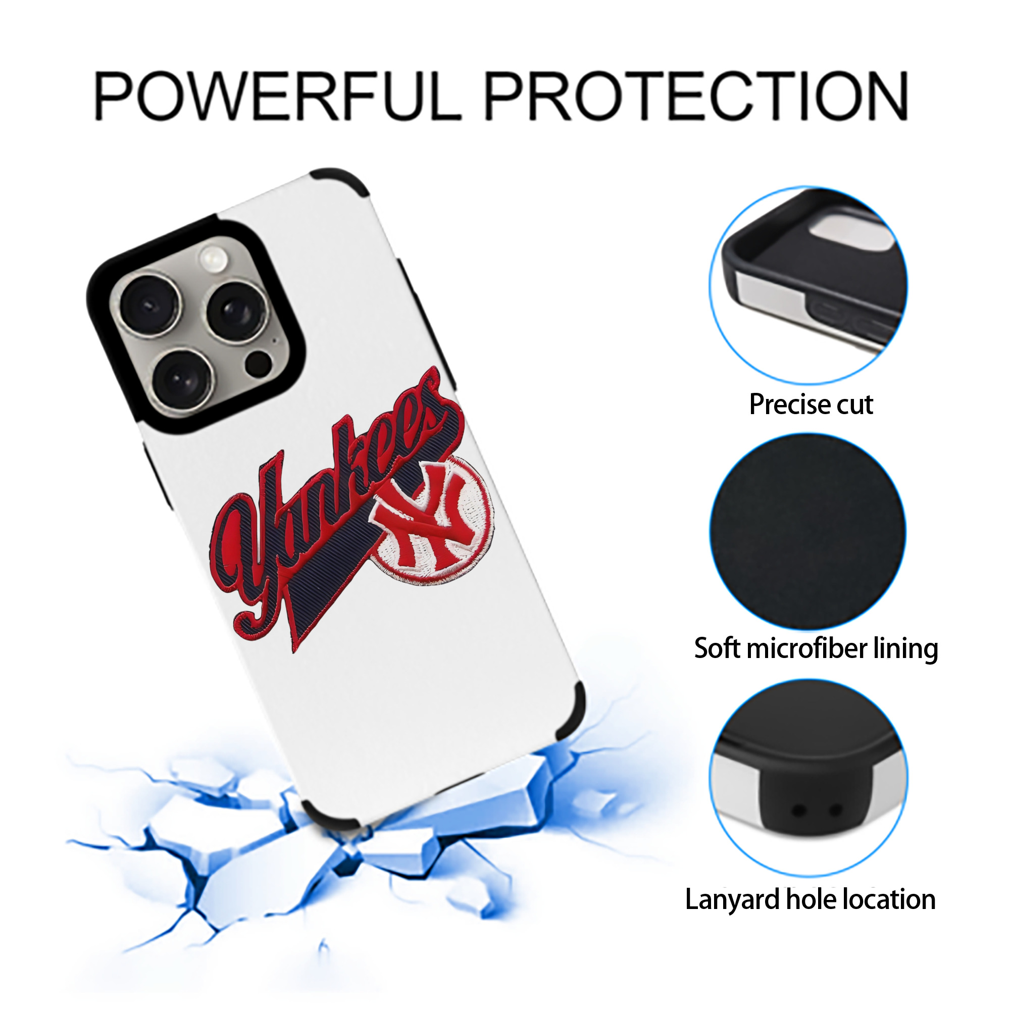 New York Yankees 77 IPhone 15 Pro Max PU Leather Case – Soft Lining, 360° Protection – Precise Fit, 3D Buttons, Easy Charging – Anti-Yellowing, Easy To Clean