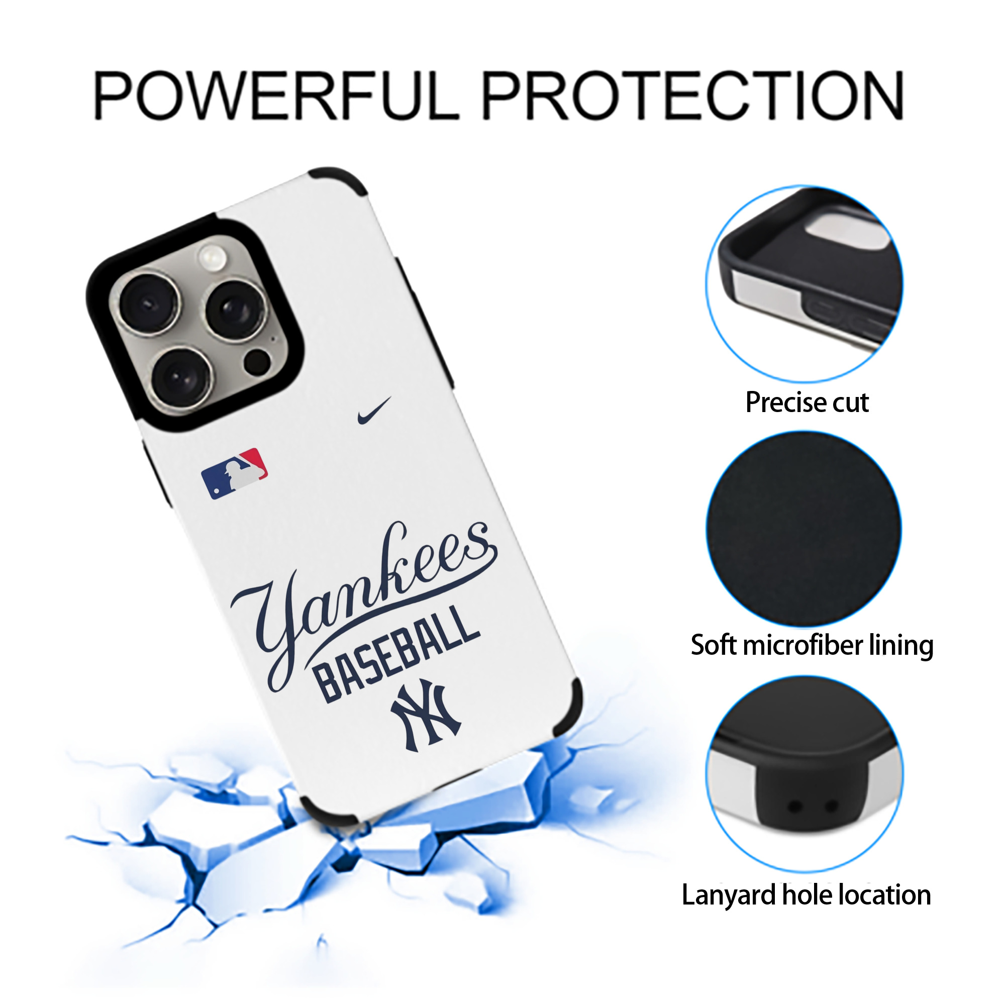 New York Yankees Baseball IPhone 15 Pro Max PU Leather Case – Soft Lining, 360° Protection – Precise Fit, 3D Buttons, Easy Charging – Anti-Yellowing, Easy To Clean