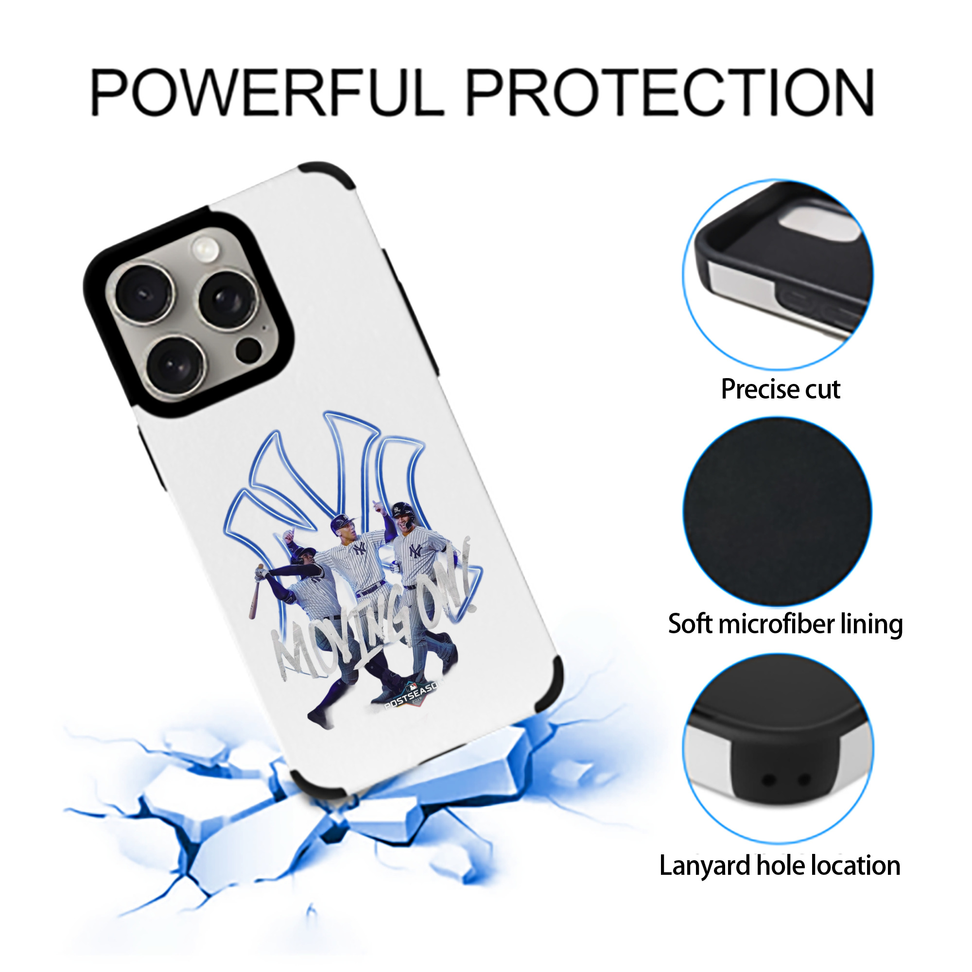 New York Yankees 280 IPhone 15 Pro Max PU Leather Case – Soft Lining, 360° Protection – Precise Fit, 3D Buttons, Easy Charging – Anti-Yellowing, Easy To Clean