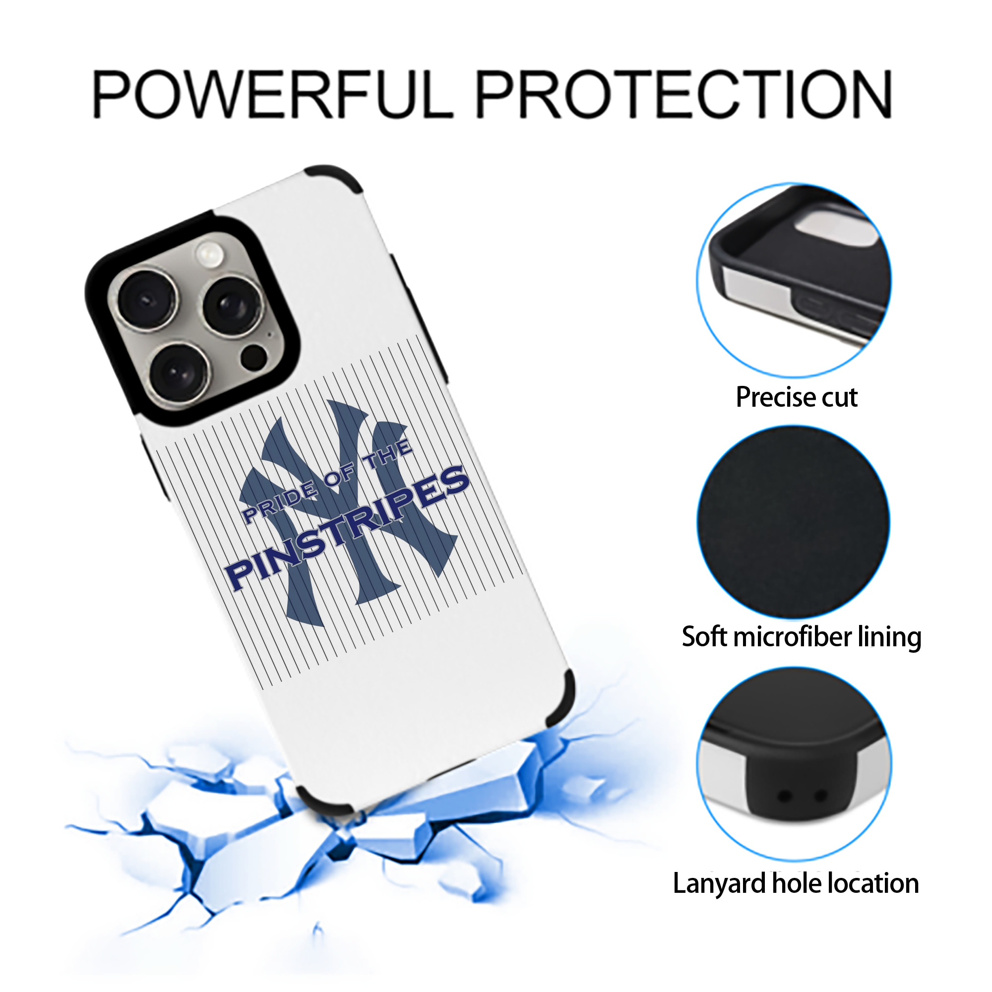 New York Yankees Pride of The Pinstripes IPhone 15 Pro Max PU Leather Case – Soft Lining, 360° Protection – Precise Fit, 3D Buttons, Easy Charging – Anti-Yellowing, Easy To Clean
