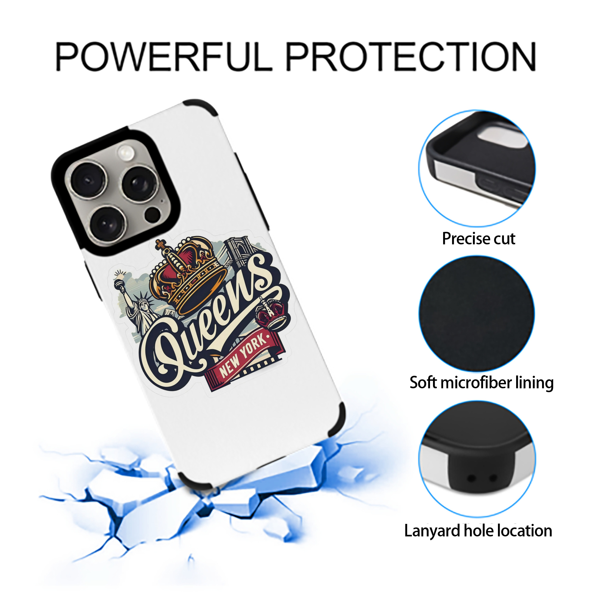 New York Yankees New York Queens IPhone 15 Pro Max PU Leather Case – Soft Lining, 360° Protection – Precise Fit, 3D Buttons, Easy Charging – Anti-Yellowing, Easy To Clean