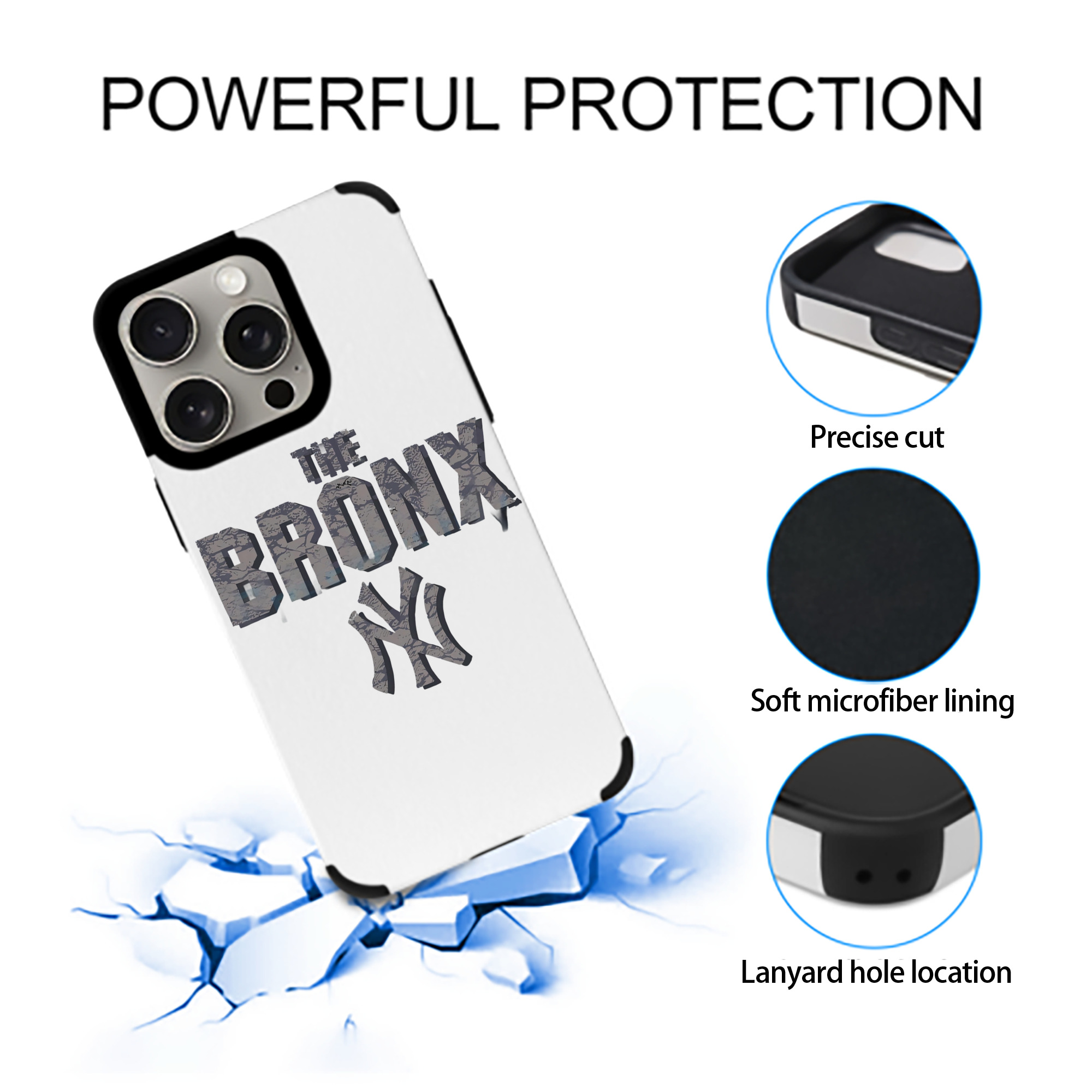 New York Yankees The Bronx IPhone 15 Pro Max PU Leather Case – Soft Lining, 360° Protection – Precise Fit, 3D Buttons, Easy Charging – Anti-Yellowing, Easy To Clean